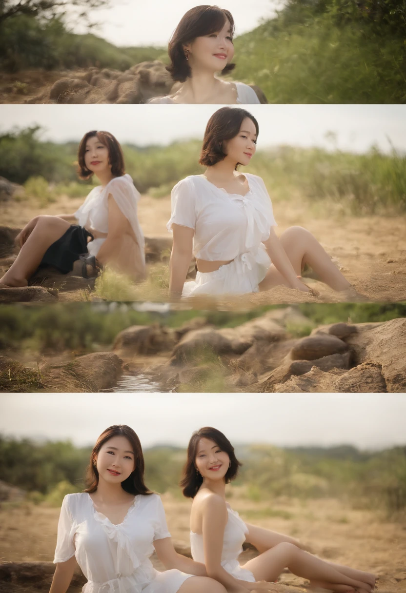 There are visible women, aya takano color style, hana yata, Ayaka, Sui Ishida, Aya Takano, Shiori Teshirogi, Ayami Kojima Amano, Rin, Erika Ikuta, Rei Hiroe、Well-groomed eyes、sensual bodies、White shirt is wet with sweat、Extraordinary beauty、huge-breasted、Smiling、Clothes are unbuttoned、Chest that seems to burst、nudde、fullnude、Beautiful 、独奏、Beautiful 、soaked clothes、Drenched、fully body photo、Beautiful feet、Ground angle、Ground angle、Shoulder depth of the hot springs、