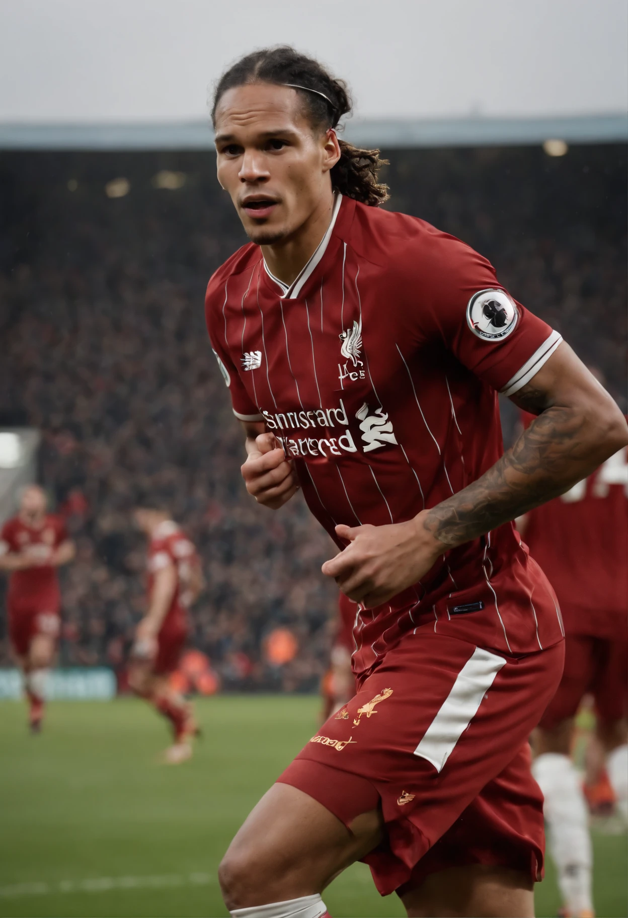 Homem Soccer Player Van Dijk in Liverpool, tatuagens
