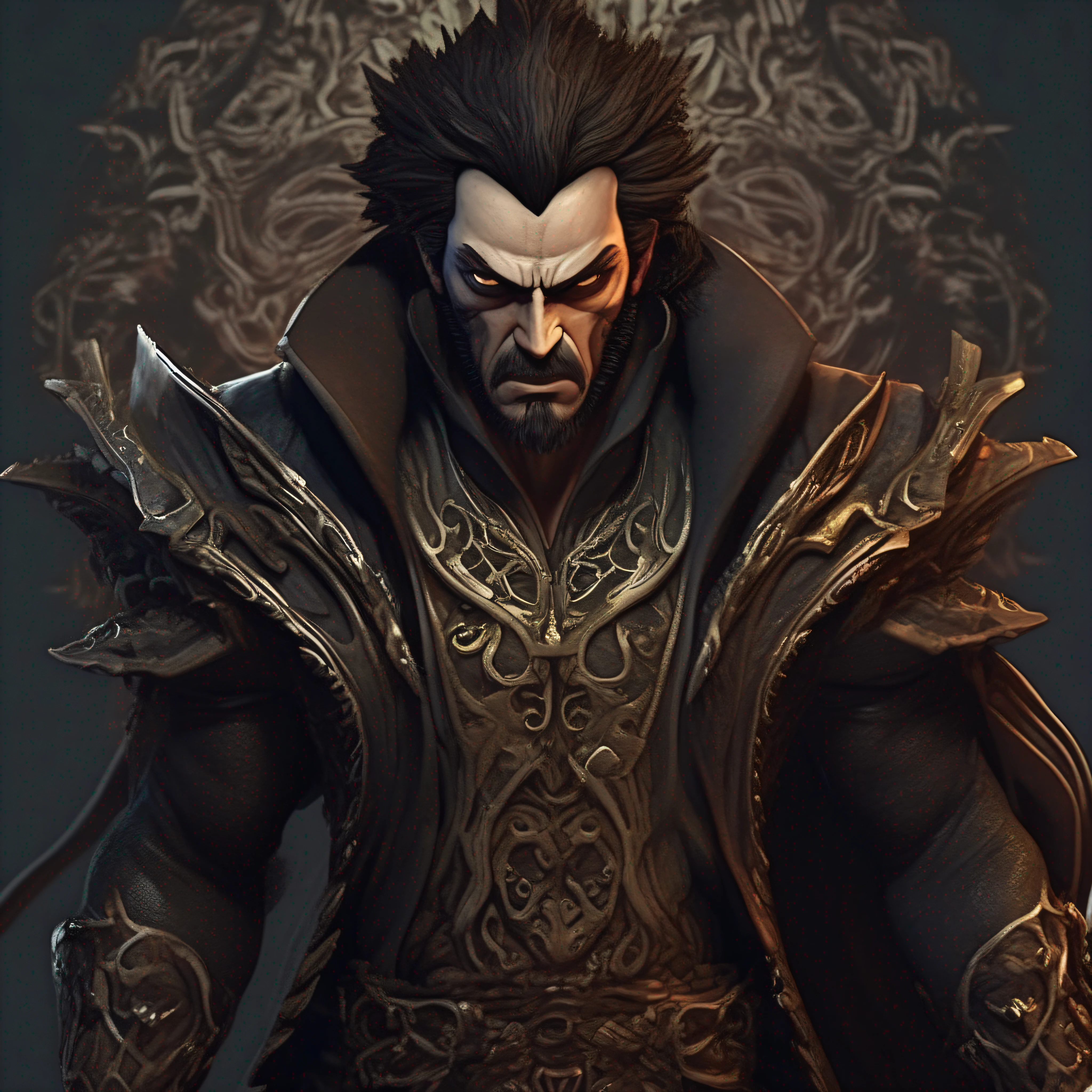 a male character, villain, angry expression, striking look, intricate details, whole body