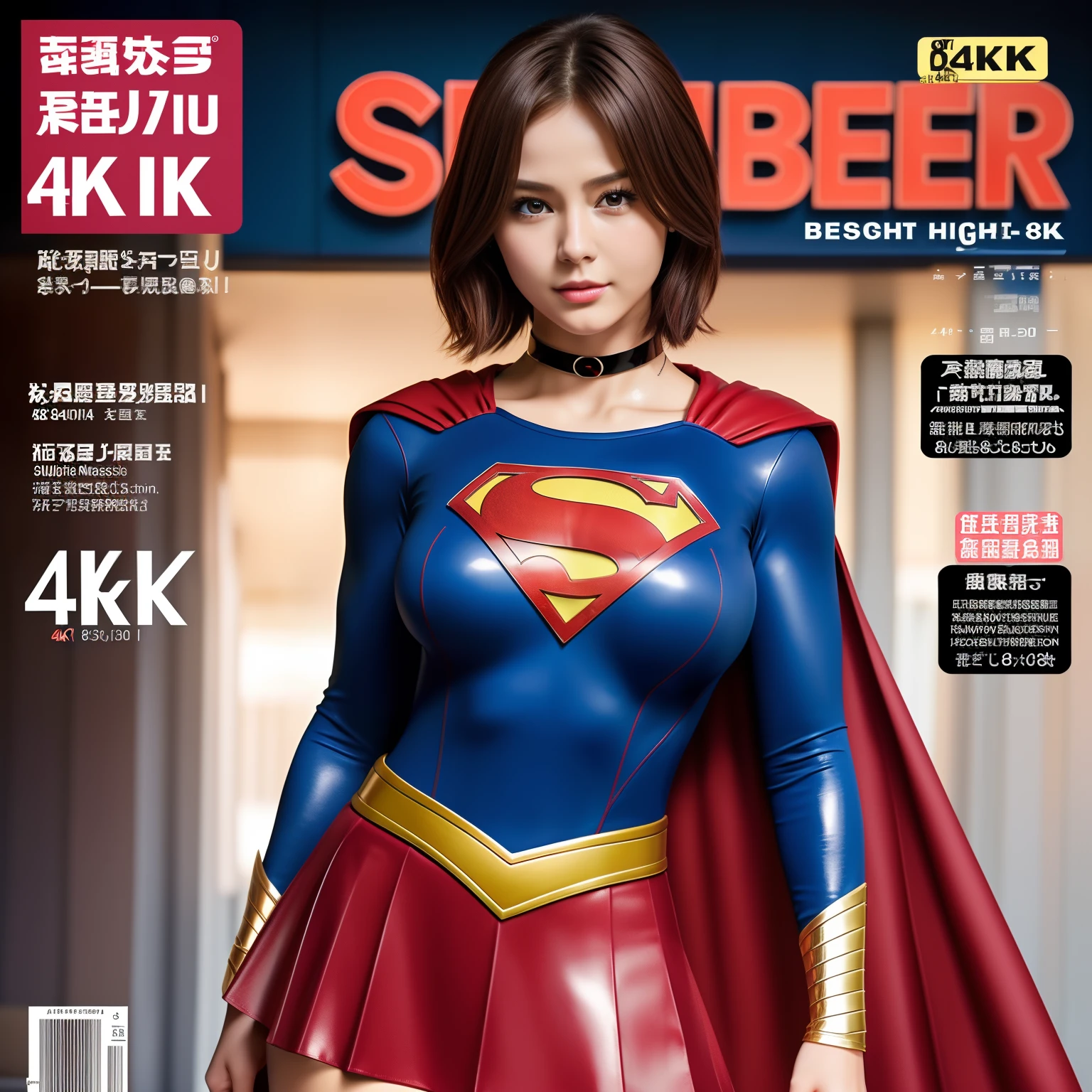 Christine Bell、Sticking out the navel、newyork、She wears a torn Spider-Man suit,wearing a skirt、abstract photorealistic、(masterpiece、highest quality、High resolution:1.4)、detailed、複雑なdetailed、looking at the viewer, figure, (magazine:1.3), (cover-style:1.3), woman, vibrant, take a pose, With confidence, Performance, statement,scene, article, cover, bold, to attract attention, title, stylish, Font, catchy, headline, bigger, impressive