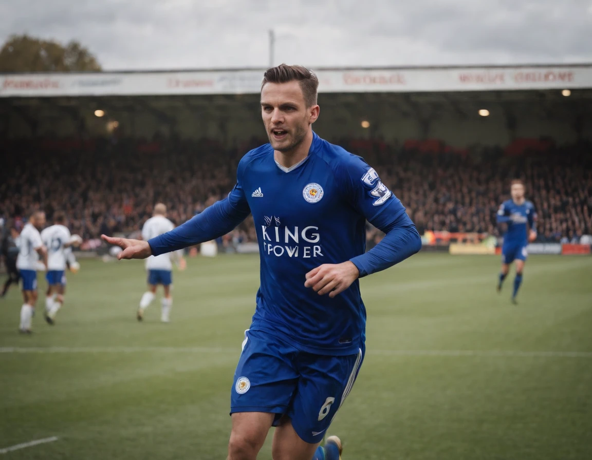 Homem Soccer Player in Leicester batendo falta