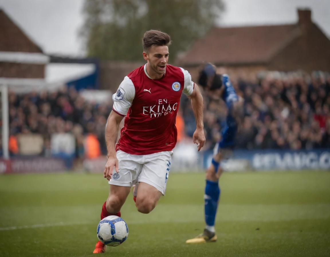 Homem Soccer Player in Leicester batendo falta