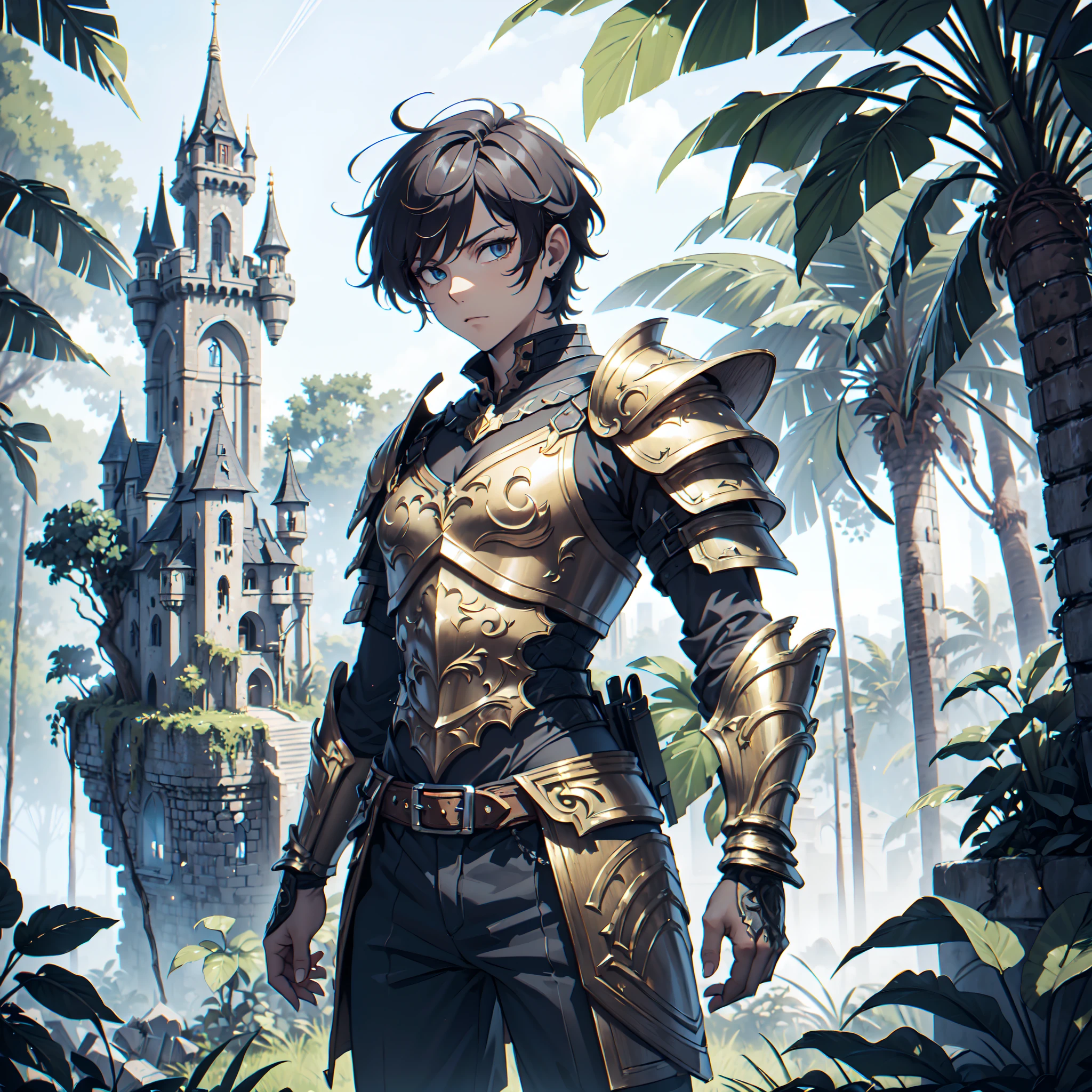 128K Ultra High Definition,
128K Ultra High Quality,
128K Ultra High Resolution,
Best Definition,
Best Quality,
Best Resolution,
Extremely Detailed,
Extremely Designed,
Perfectly Detailed,
Perfectly Designed,
Hyper Detailed,
Hyper Definition,
Hyper Quality,
Hyper Resolution,
Masterpiece,
Anime,
Body Shot,
1 Boy,
Handsome,
Masculine,
Short Hair,
(((Hyper Detailed Armor Plates))),
(((Hyper Detailed Cuirass))),
(((Hyper Detailed Engraving Baron Armor))),
(((Jungle Castle Ruins Background Scenery))),