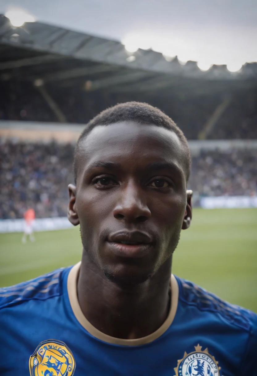 Senegalese Man Soccer Player in Leicester City Hitting Penalty and Scoring, colocando o dedo na boca mandando a torcida calar a boca