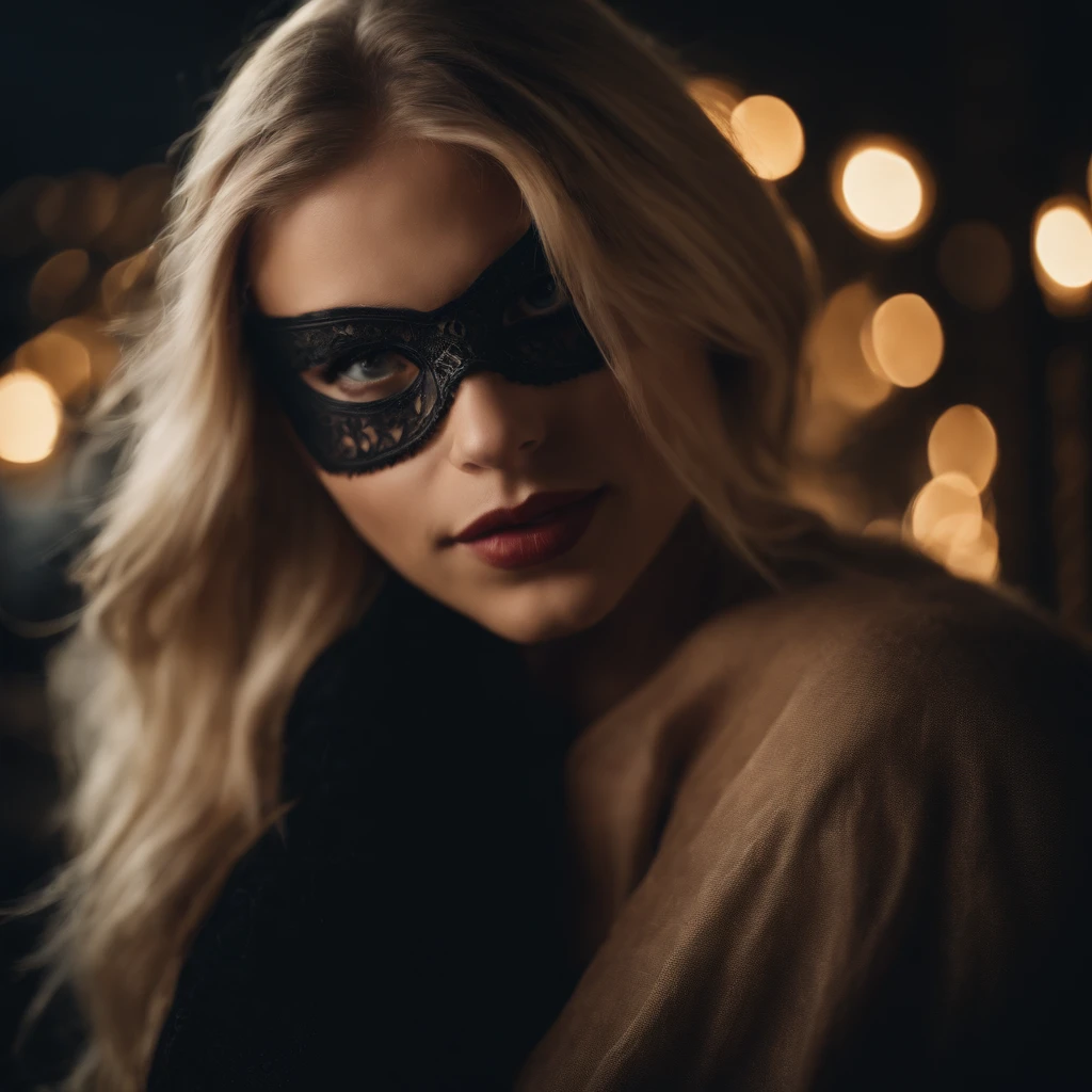 beauty masked blonde girl