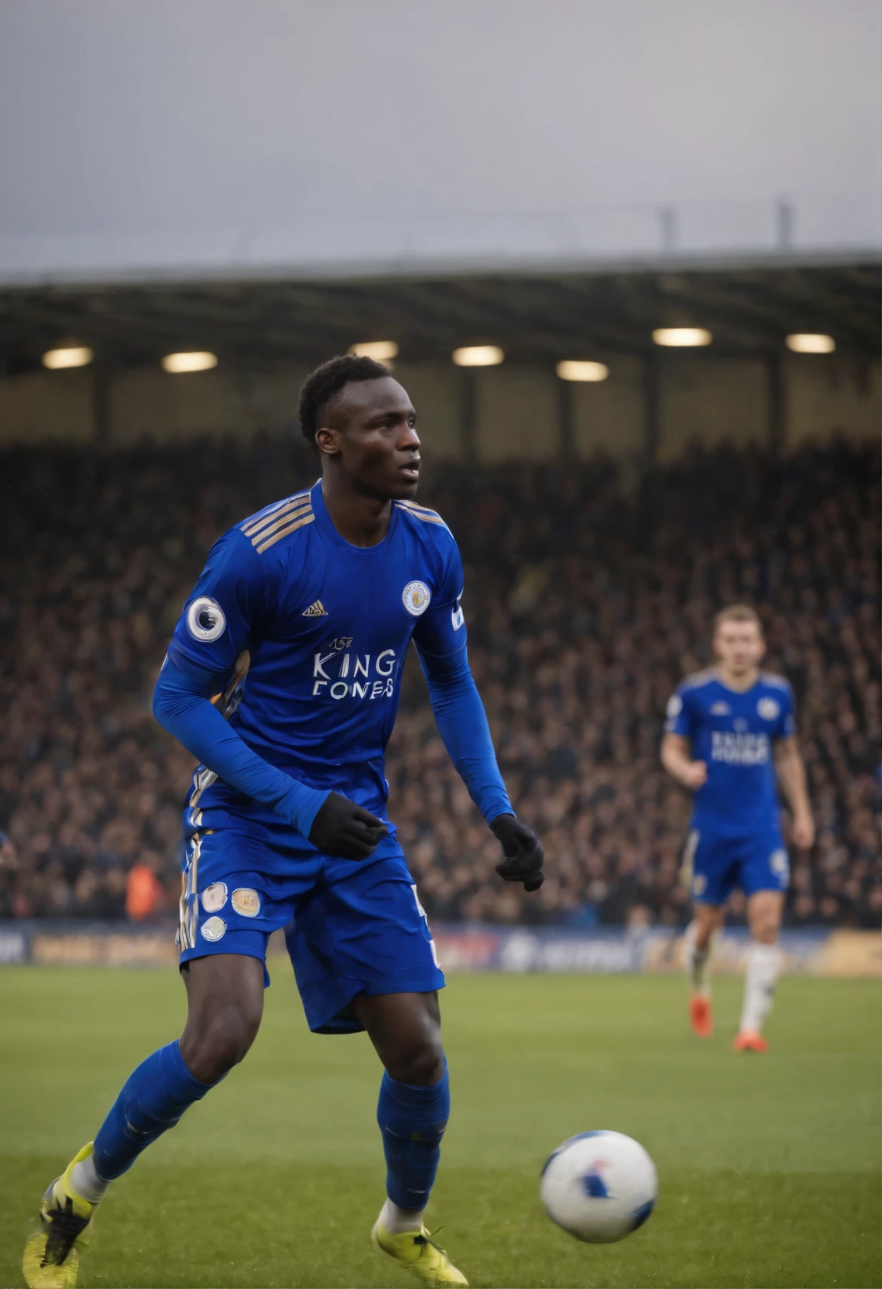 Senegalese Man Soccer Player in Leicester City Hitting Penalty and Scoring, colocando o dedo na boca mandando a torcida calar a boca