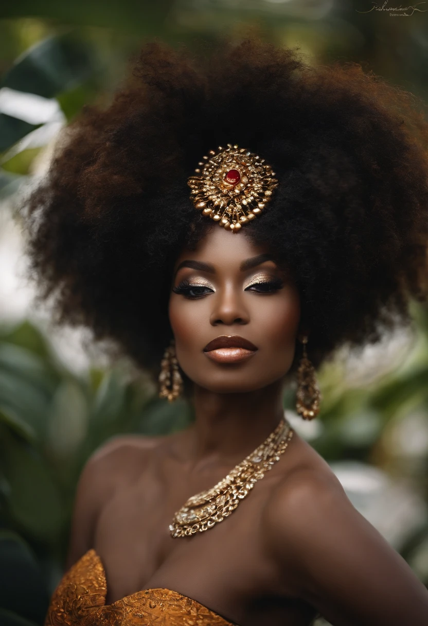 Black woman very beautiful well makeup size lacquin with pretty shapes