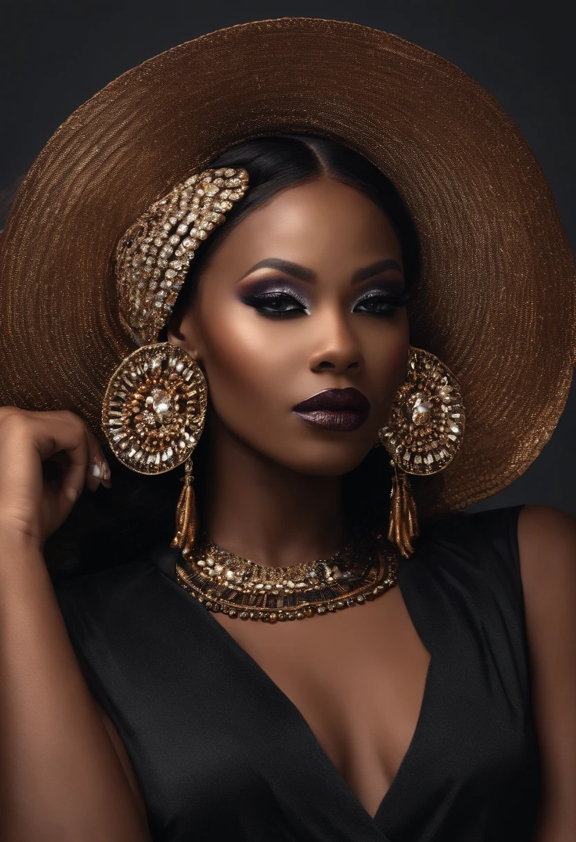 Black woman very beautiful well makeup size lacquin with pretty shapes