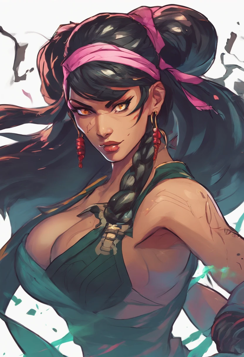 akali league of legends , lol akali, cabelos pretos, cor do cabelo preto, vestido uma camisa curta, wearing pants, league of legend, hair tied back, segurando uma kunai, kunai