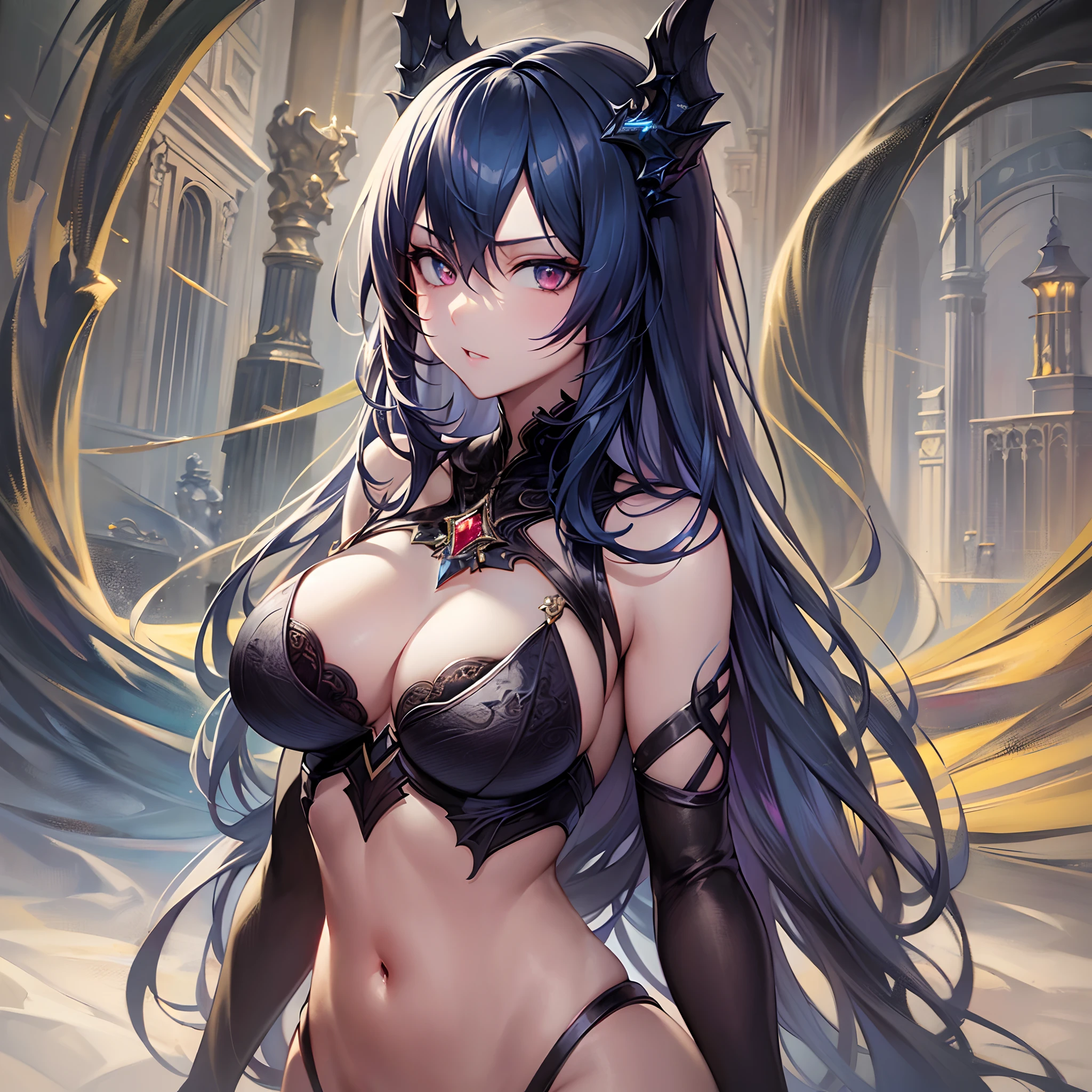 (Finest quality)),(超A high resolution),(ultra-detailliert),(Meticulous portrayal),((Best Anime)),(Finest works of art),sharpnes,Clair,Ultra-precise art,Fantasyart, (Devilish Beauty),Glamorous Body,thin-waist,a navel