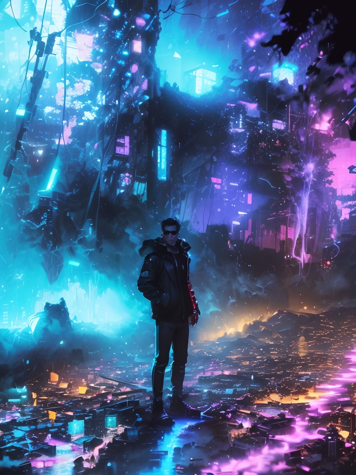 Cyberpunk handsome boy ultra real life