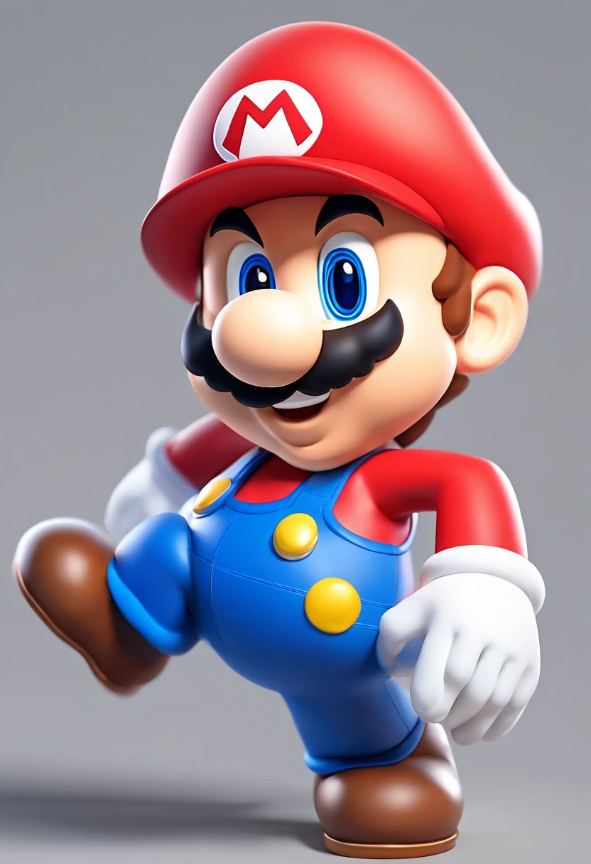 (Mario), character design, Nintendo Super Mario, (blue eyes, red hat, red suit, blue suspenders, white gloves, )super cute blind box style, chibi, full body, exaggerated expressions and actions, clean background, bright iridescent highlights, studio lighting, atmospheric lighting, with exquisite texture, high detail, high resolution, c4d, 3D, Blender, 8k, best quality, ultra high definition