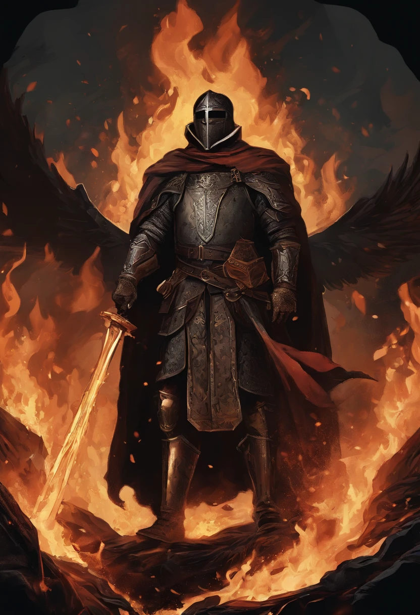/imagine prompt: arsonist,medieval times,Illustration with sticker on black background,The outline is bold, Jagged edges, Garbage core, Light and Shadow - V 5.2