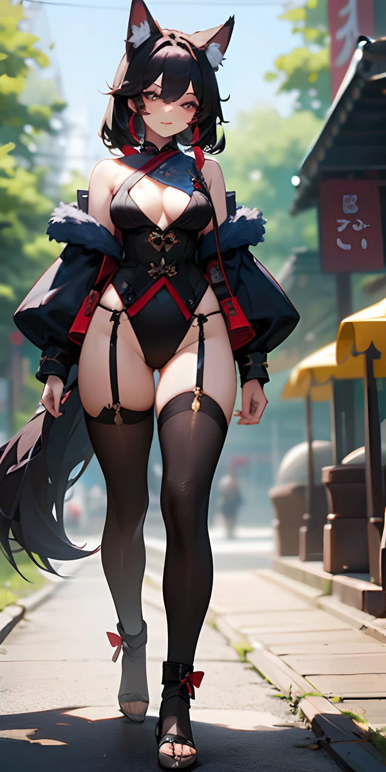 (masterpiece), (best quality), 8k resolution, 1girl, Asian girl, stunning beauty, perfect face, mature female, 20yo, fox ears, full body, sexy