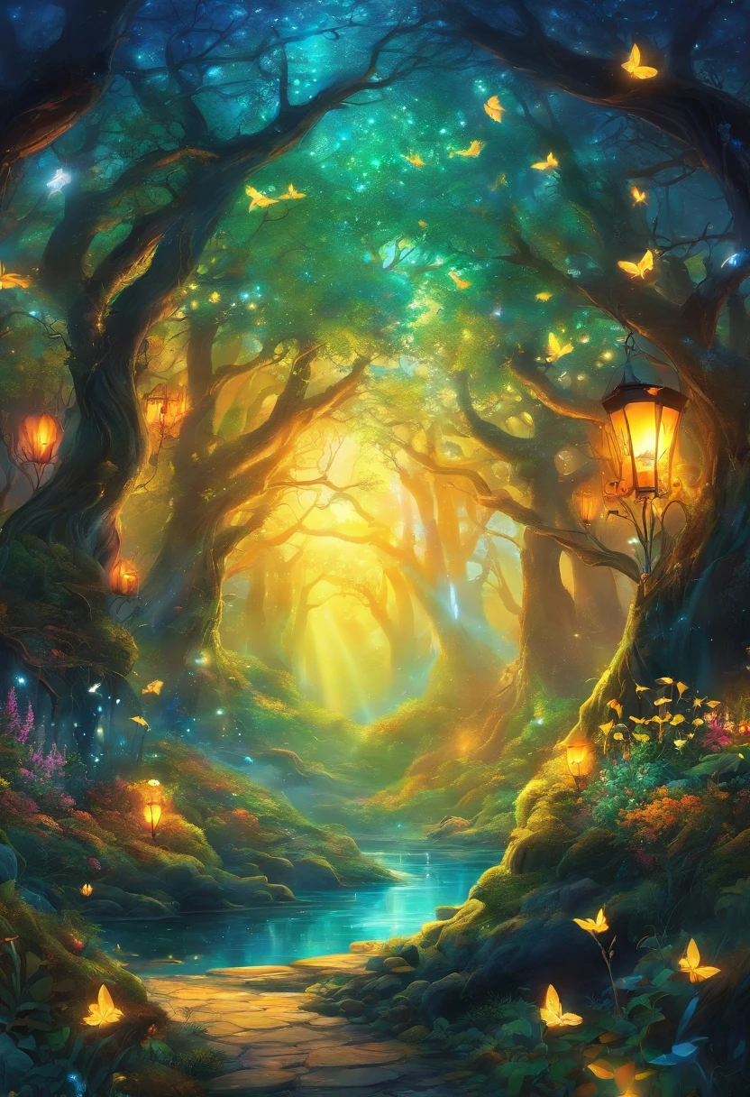 Whimsical forest,autumn colors,fairy goddess,blue glowing spells,fantasy colors,enchanted trees,sparkling mist,magical creatures,ethereal atmosphere,mystical ambiance,magic in the air,enchanted forest floor,magical light rays,twinkling fairy dust,whispering leaves,lush greenery,fairy wings,glowing mushrooms,magical flowers,translucent petals,floating lanterns,glowing fireflies,tranquil pond,majestic waterfall,mythical creatures,harmonious melodies,golden sunlight streaming through tree canopy,charming moss-covered stones,colorful foliage,dreamlike scenery,magical aura,peaceful serenity,whimsical imagination,dancing shadows,magical secrets hidden within the woods