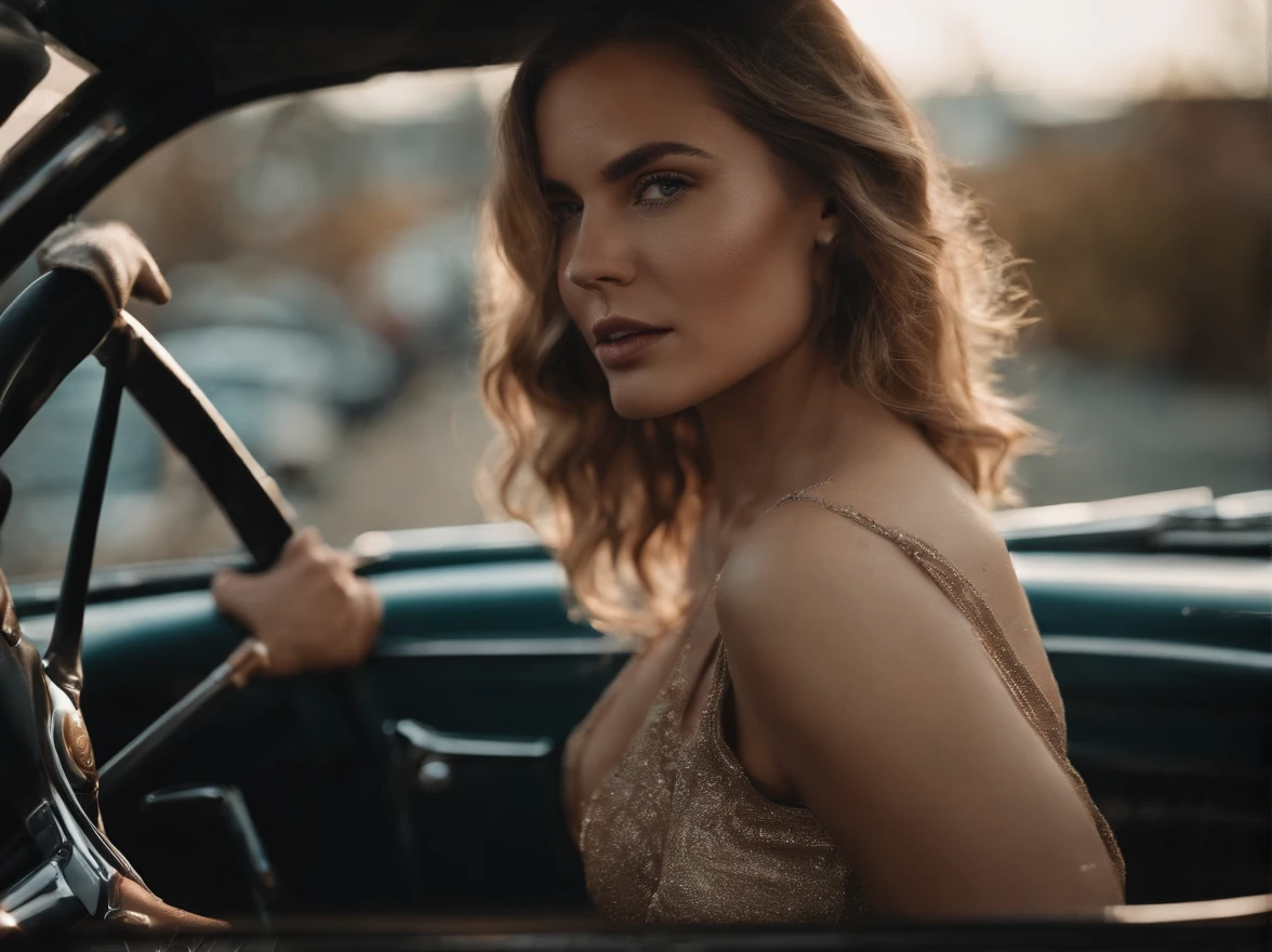 femme sexy en voiture
