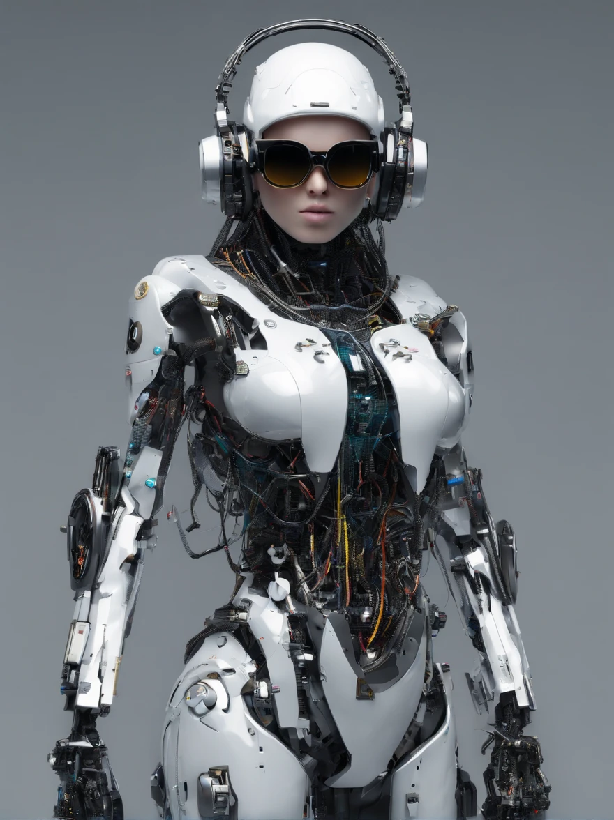 beautiful woman-robot, futuristic city backdrop, intricate mechanical parts, slender graceful humanoid form, magnificent anatomy and physique, 1/2 body crop, best quality, 4k, 8k, highres, masterpiece:1.2, ultra-detailed, realistic, photorealistic, photo-realistic:1.37, HDR, intricate details:1.12, intricate details, hyper-detailing:1.15, natural skin textures, hyper realistic, soft light, Sharp:1.2