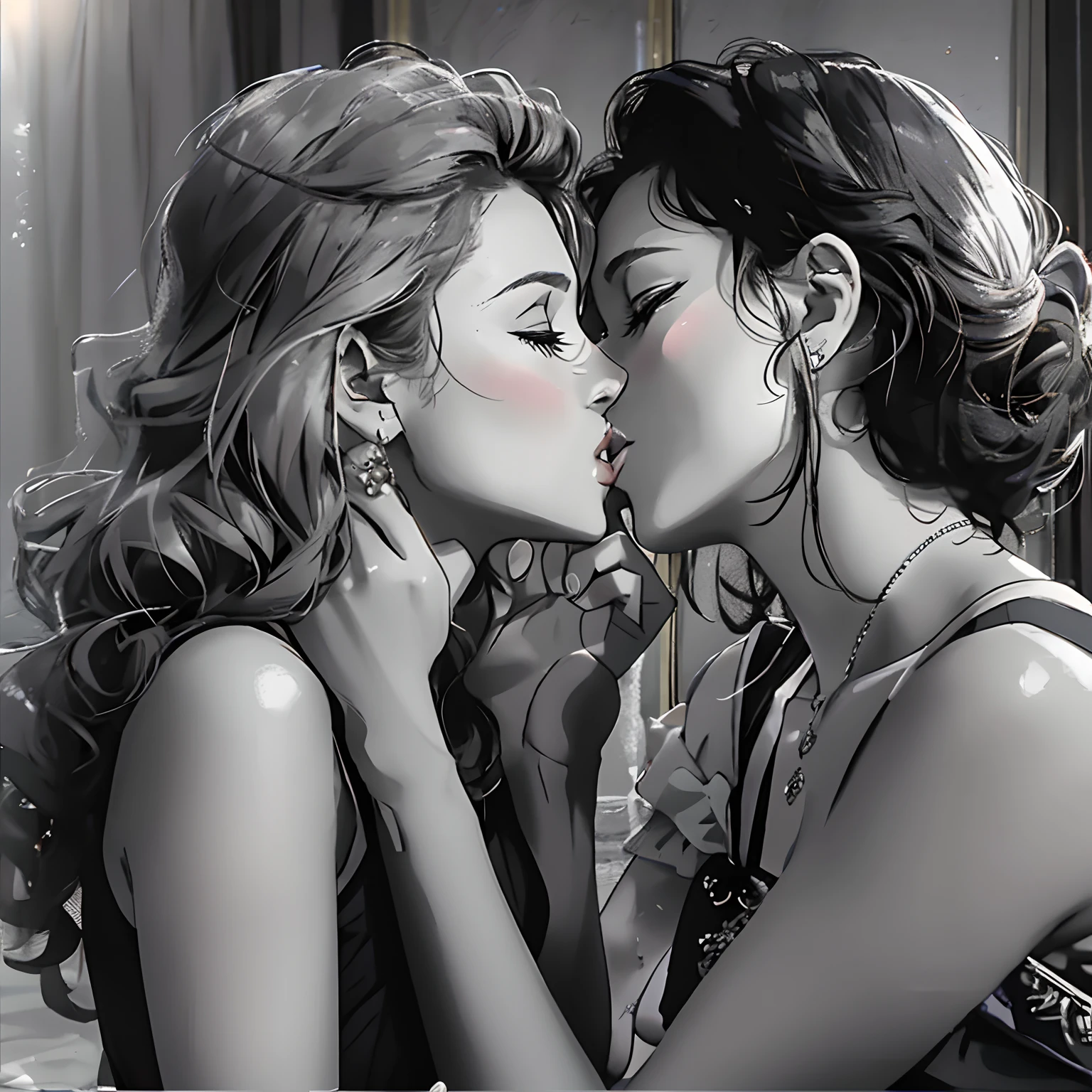 arafed image of a woman and woman kissing each other, kiss, wonderful scene, kissing together cutely, lovely kiss, kissing, hot, couple kissing, full scene shot, version 3, visually stunning scene, most memorable scene, the most beautiful scene, still from a terence malik film, best scene, kiss mouth to mouth, shot from movie, wonderful
