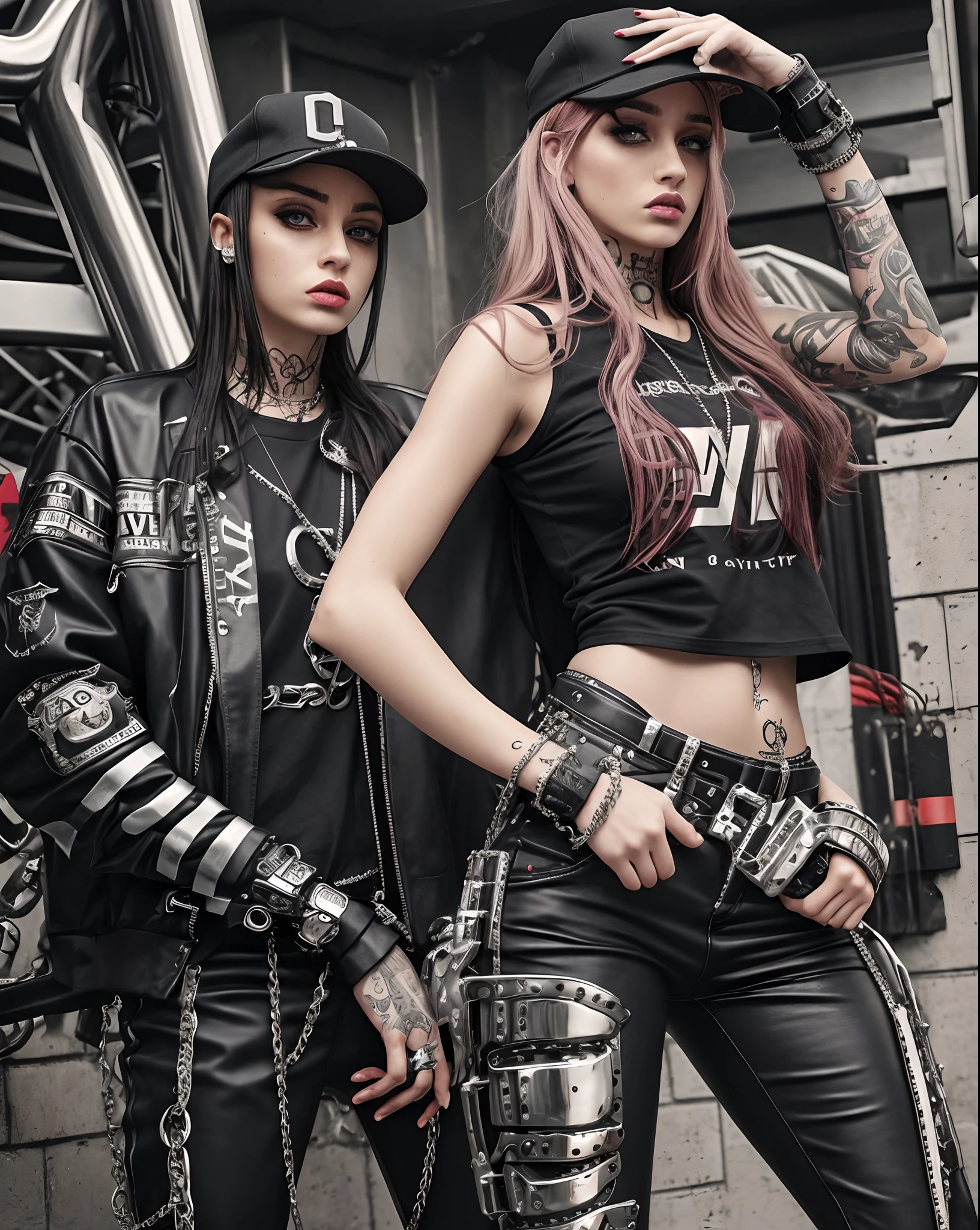 cocky badass arrogant offensive attitude of superiority female chav full hip hop baggy saggy cyborg mechanical metal chrome attire