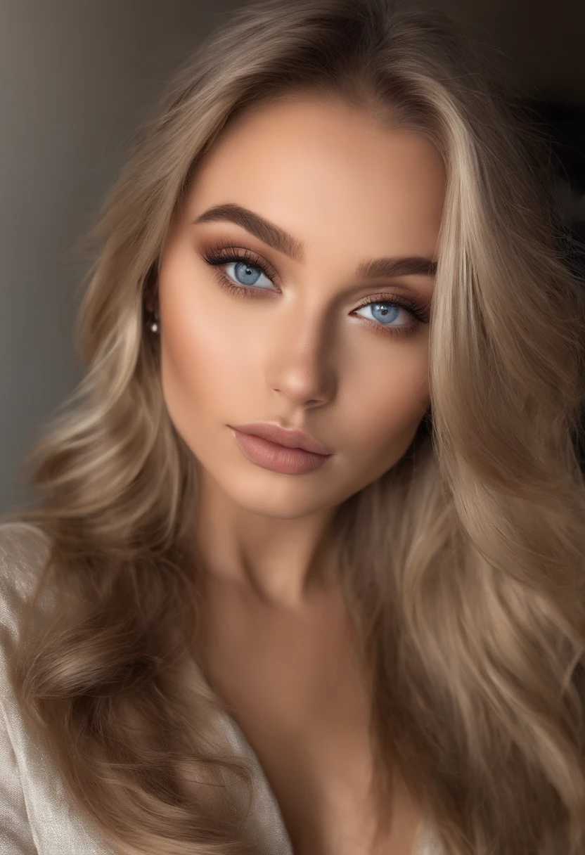 Arafed Mujer totalmente , Chica sexy con ojos azules, ultra realista, meticulosamente detallado, Retrato Sophie Mudd, cabello rubio y ojos grandes, selfie de una mujer joven, Ojos del dormitorio, Violeta Myers, sin maquillaje, Maquillaje natural, staring directly into camera, cara con artgram, maquillaje sutil, Impresionante foto de cuerpo completo arrodillado en la cama, En el dormitorio, Medium to large size bust sexy