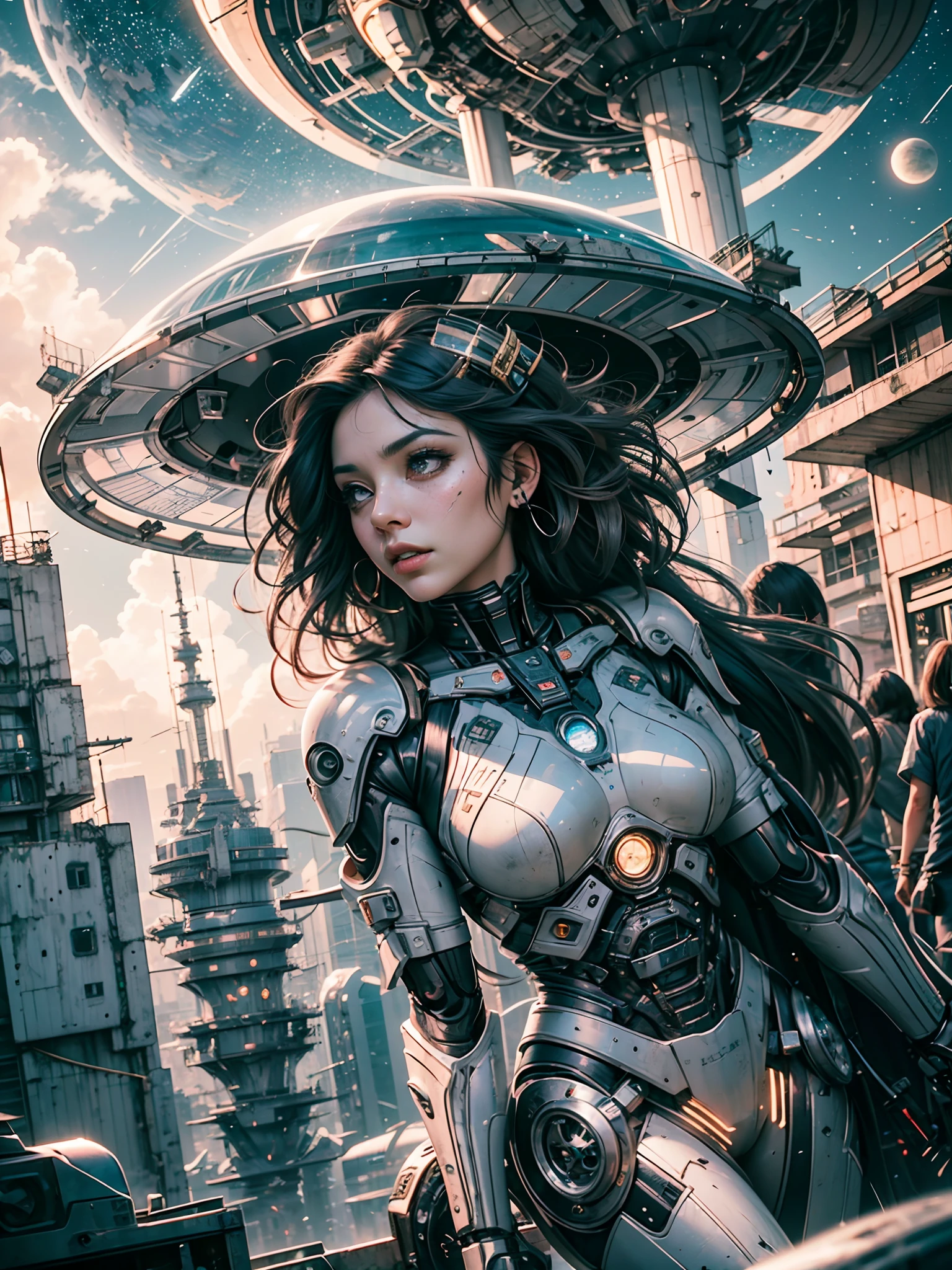 tmasterpiece,1 monk warrior girl with white tech suit clothes,White long hair,laces,abstract vintage scifi background,art by Moebius,Ashley Wood's art,dynamicposes,Wandering Earth,Cosmic starry sky
Futuristic architecture, arquitectura premiada, skyscraper architectureCity, Photographic style, rendering, Alameda de plane trees, Highly detailed dream building in the architectural styles of Oscar Niemeyer and Ernst Haeckel :: Arquiteturacore :: High contrast wide avenue in front full of trees, Realistic visuals of plane trees,attractive beautiful,dramatic contrast,Gentle lighting,Delicate warmth,the soft light,hyper HD, Extremely colorful,best qualityer,perfect female shape,HighDynamicRange,long eyelasher,Unbeatable masterpiece,Snow-whiteskin,putting makeup on,,starrysky,arbitrator,glorious,Heteropupil,Reward the sexy goddess,Large metal mechanical gears,Strange sky,8K high quality,A pair of big eyes are beautiful and moving,White skin,Makeup,Sexy outfit, 【Background with】Large gold gear,Doomsday ruins,Giant tornado,The setting sun burns the clouds,Multiple planets,The end of the world,Multiple planets,Mards,Jupiter,Lightning Thunder, Mercury,Strange sky,Giant tornado,Blue light,salama,Large flying machines,Large flying saucers,ufos,Cool car,Time Tunnel,nuclear power plant,Futuristic car,Cool headlights,Mechanical pets,space shuttle,The rocket took off and ignited