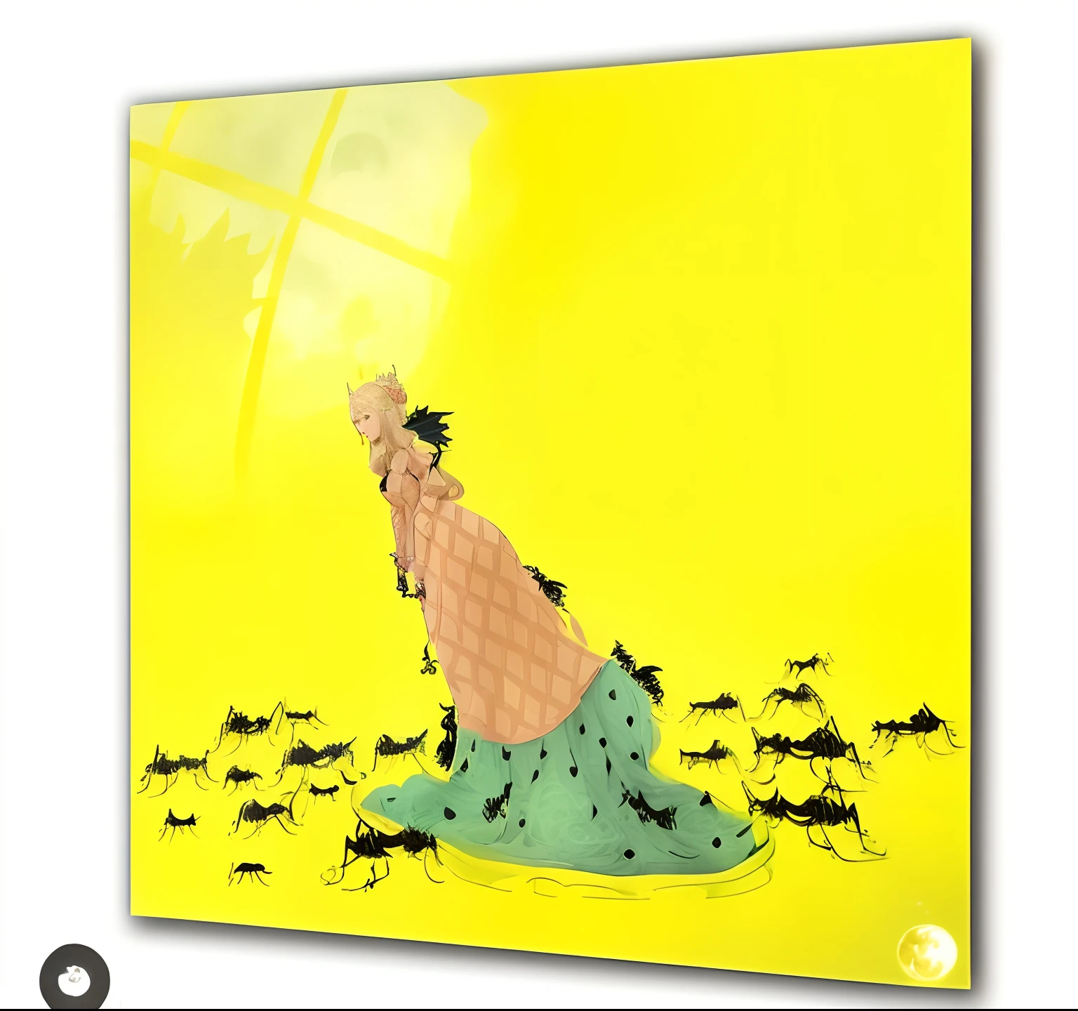 Princess (blonde hair, wearing a long dress, holding a magic wand), background (forest, moon), Chinese dragon (one, five-clawed golden dragon, two wings), princess riding a dragon