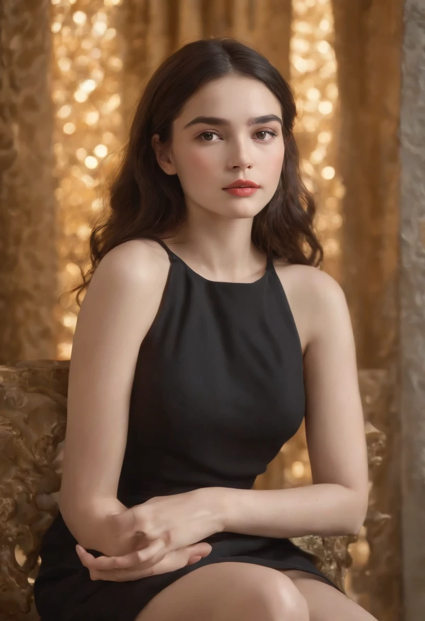 1girl, blush, Girl in a short black dress, opening a box
, A stylish young woman in a short, tight black dress, Smooth and graceful curves on her body, Bright and expressive eyes, Long wavy hair cascading over her shoulders, A charming smile on her face,A mysterious and ornamental box, Adorned with luxurious fabric, Intricate details and delicate carvings, Subtle gleam reflecting the surrounding light, Promise of hidden secrets,
, Atmosphere of suspense and anticipation, Heart racing, Bated breath, Wide-eyed with surprise, Emotions overflowing,
Digital illustration with defined lines and vibrant colors, Oil painting with soft brushstrokes and dramatic tones, Watercolor drawing with transparent washes and subtle layers, Artistic collage blending different materials and textures,
Henri Matisse, Gustav Klimt, rene magritte, Frida Kahlo, Yayoi Kusama, Banksy,
, child, very young