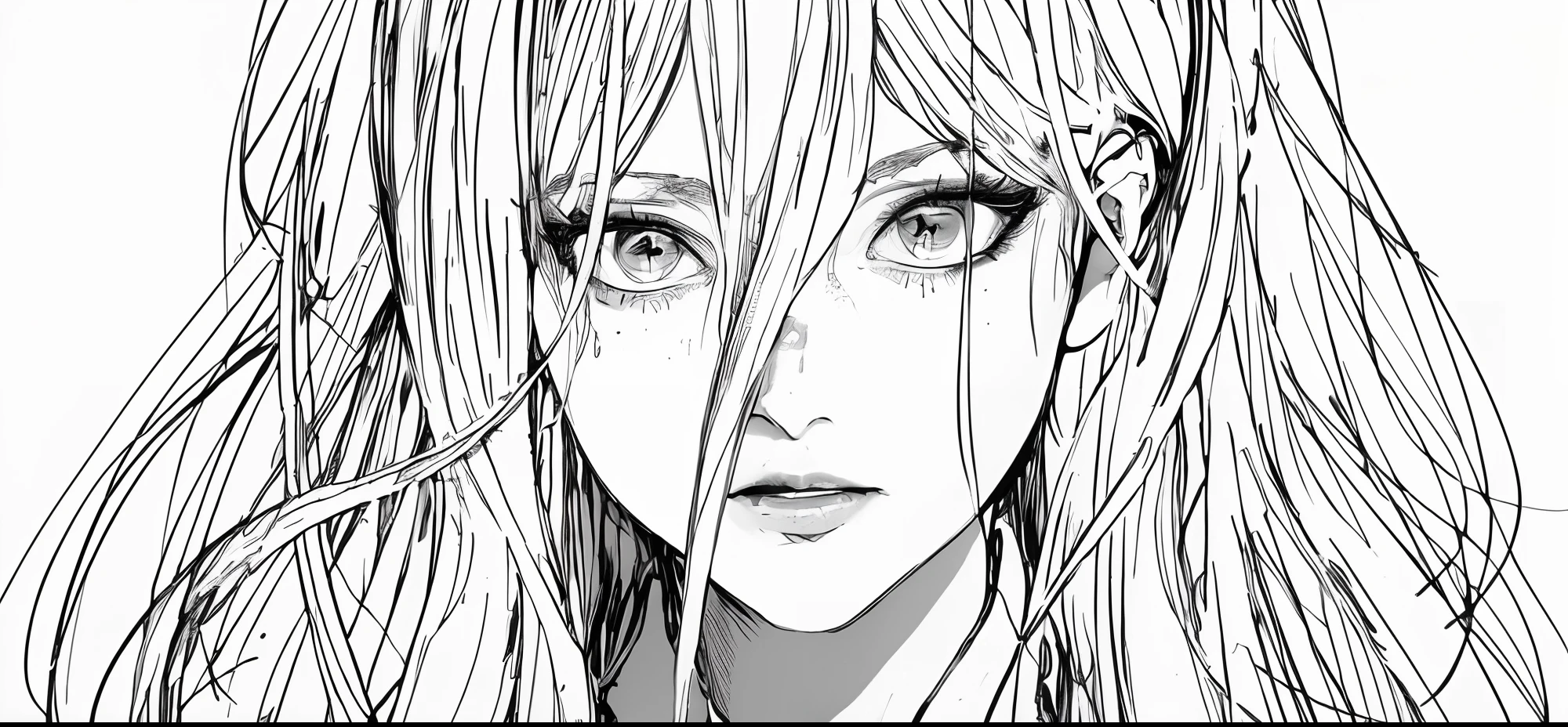 Anime girl with long hair and big eyes staring at the camera - SeaArt AI