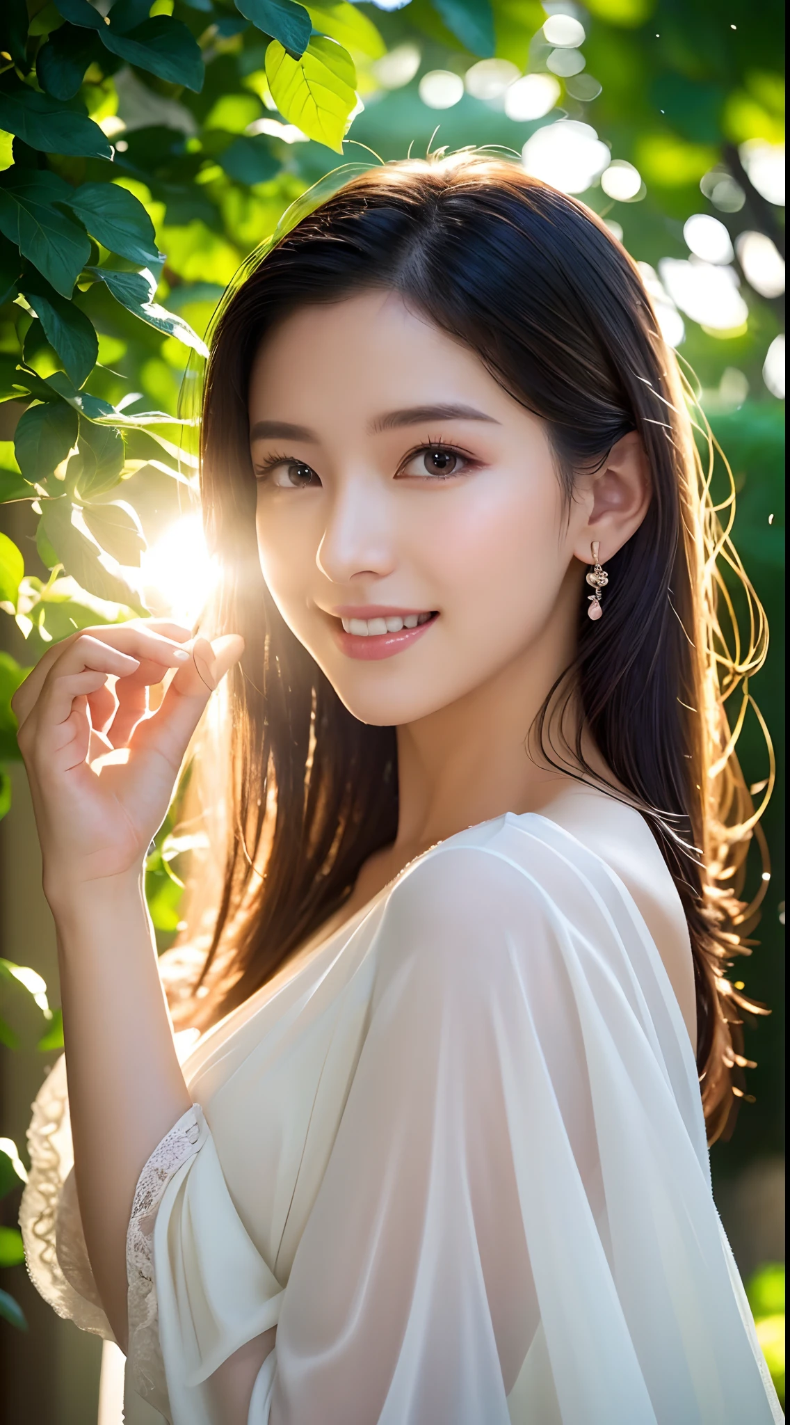 (Best quality,4K,A high resolution,Ultra-detailed,Realistic:1.37),Vivid colors,Sunlight,llight rays,bergamot,white blossoms,Beautiful girl,Exquisite features,Flowing hair,Serene expression,Garden setting,Elaborate dress,Soft sunlight,Gentle breeze,Cheerful ambiance,Backlit scene,a hint of smile,ethereal glowing,Fresh in the morning,Long shadows,harmony of nature,subtle reflections,Natural beauty,Twinkling dewdrops,Clear detail,serenity and calm,Sublime ingredients,Arrive at the branch,whispering leaves,Aromatherapy petals,with light glowing,Sparkling highlights,Subtle shadows,Soft focus,Sublime beauty,Whisper natural,Fantastical Atmosphere,Illuminated background.