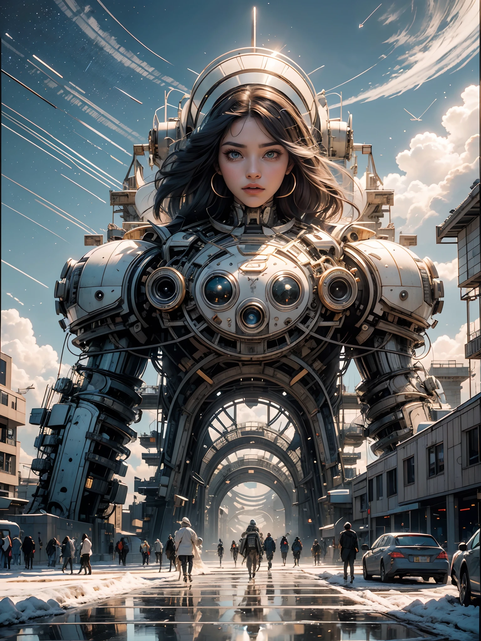 tmasterpiece,1 monk warrior girl with white tech suit clothes,White long hair,laces,abstract vintage scifi background,art by Moebius,Ashley Wood's art,dynamicposes,Wandering Earth,Cosmos A star-studded masterpiece,1 monk warrior girl with white tech suit clothes,White long hair,laces,abstract vintage scifi background,art by Moebius,Ashley Wood's art,dynamicposes,Wandering Earth,Cosmic starry sky
Futuristic architecture, arquitectura premiada, skyscraper architectureCity, Photographic style, rendering, Alameda de plane trees, Highly detailed dream building in the architectural styles of Oscar Niemeyer and Ernst Haeckel :: Arquiteturacore :: High contrast wide avenue in front full of trees, Realistic visuals of plane trees,attractive beautiful,dramatic contrast,Gentle lighting,Delicate warmth,the soft light,hyper HD, Extremely colorful,best qualityer,perfect female shape,HighDynamicRange,long eyelasher,Unbeatable masterpiece,Snow-whiteskin,putting makeup on,,starrysky,arbitrator,glorious,Heteropupil,Reward the sexy goddess,Large metal mechanical gears,Strange sky,8K high quality,A pair of big eyes are beautiful and moving,White skin,Makeup,Sexy outfit, 【Background with】Large gold gear,Doomsday ruins,Giant tornado,The setting sun burns the clouds,Multiple planets,The end of the world,Multiple planets,Mards,Jupiter,Lightning Thunder, Mercury,Strange sky,Giant tornado,Blue light,salama,Large flying machines,Large flying saucers,ufos,Cool car,Time Tunnel,nuclear power plant,Futuristic car,Cool headlights,Mechanical pets,space shuttle,The rocket took off and ignited, triumphal arch,The Eiffel Tower,