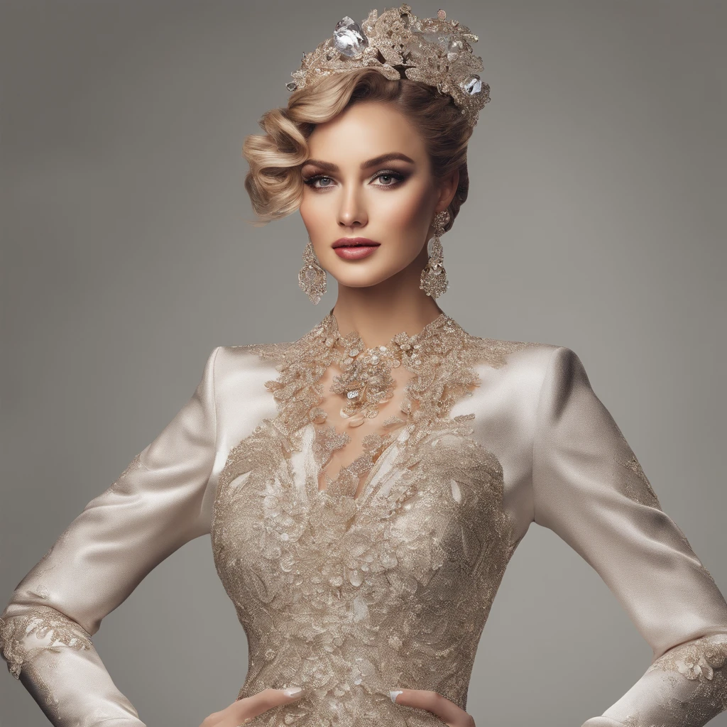 (best quality,4k,8k,highres,masterpiece:1.2),ultra-detailed,(realistic,photorealistic,photo-realistic:1.37),portraits,vivid colors,model,runway,fashionable,confident,striking pose,flawless skin,perfect makeup,luxurious dresses,high heels,professional lighting,catwalk,glamorous hairstyles,luxury background,stylish accessories,exquisite jewelry,pristine nails,editorial shoots,high fashion magazine covers,endless elegance and beauty