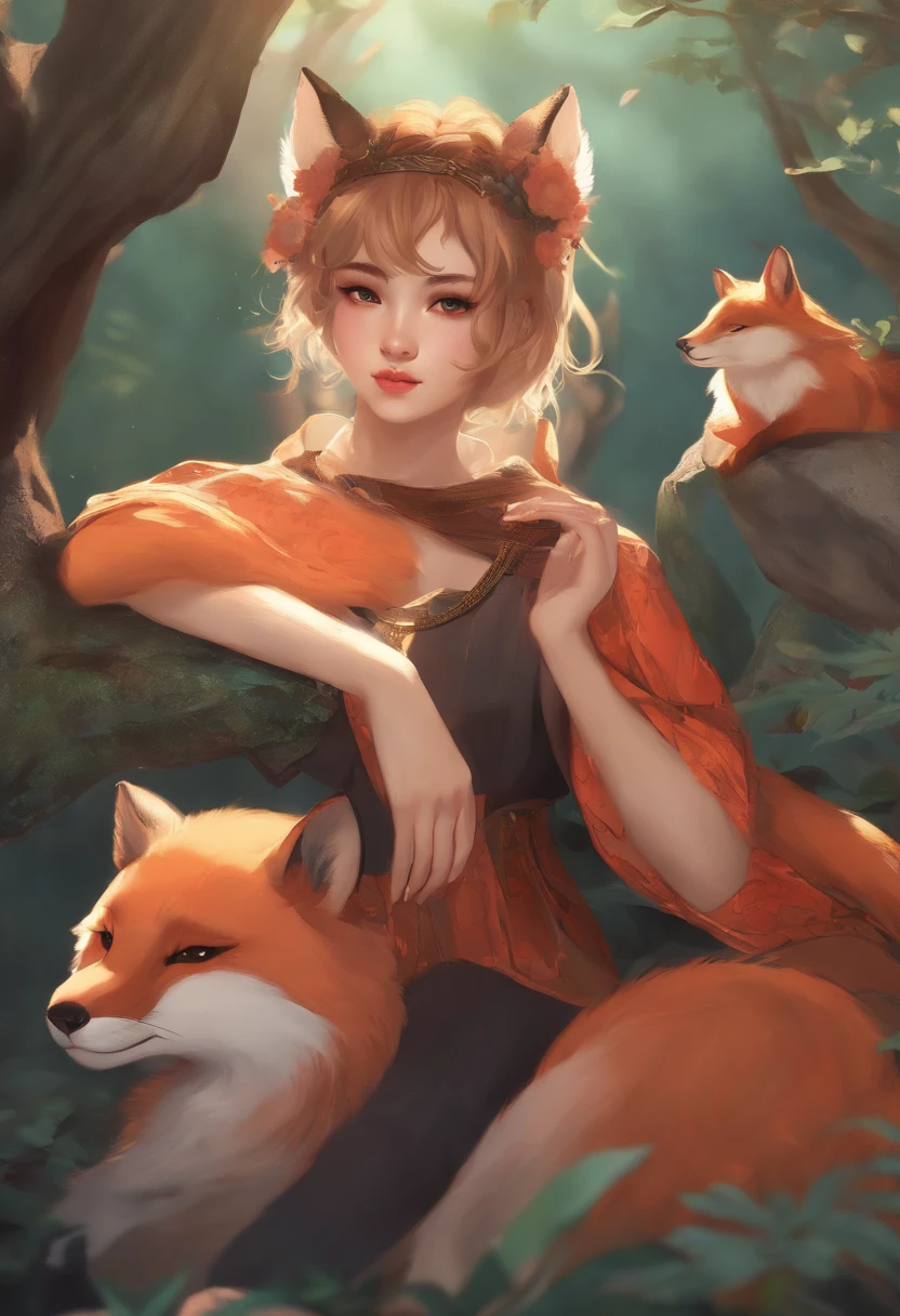 Fox boy, Panda man, Wolf girl, Squirrel girl, Snake girl, Unicorn girl, anime art, aesthetics, 4k, don't merge
