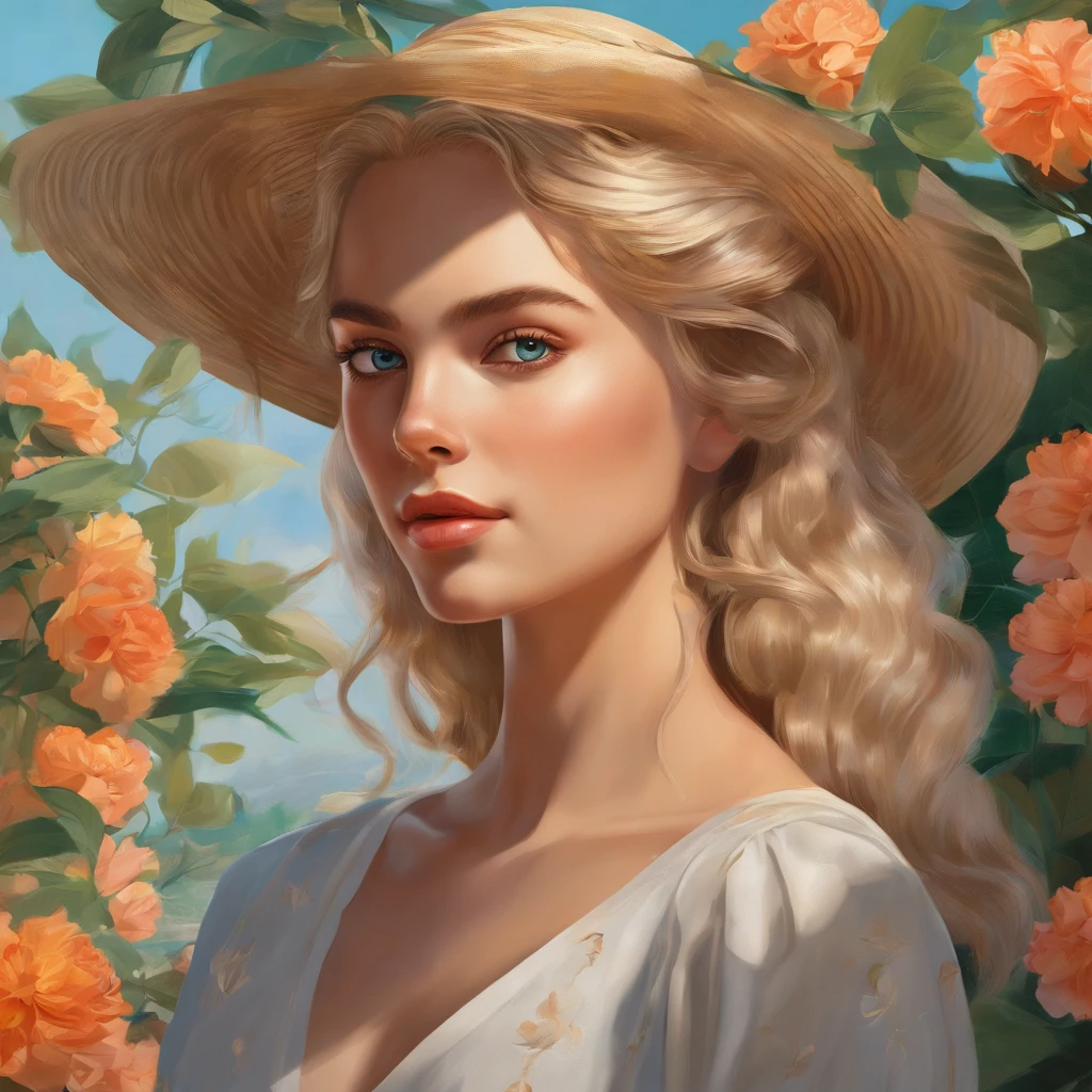 (best quality,4k,8k,highres,masterpiece:1.2),ultra-detailed,(realistic,photorealistic,photo-realistic:1.37),young sexy blonde college student,girl with beautiful blue eyes and long flowing hair,wearing a stylish outfit,confident and alluring pose,standing in an elegant garden surrounded by vibrant flowers and greenery,enjoying the warm sunlight and gentle breeze,with a book or laptop in her hand,immersing herself in the world of knowledge,creating an atmosphere of intelligence and elegance,medium:oil painting,elegant and refined details showcasing the artist's craftsmanship,vivid colors and delicate brushstrokes,depicting the young student as a muse of beauty and wisdom,warm and soft color palette with a touch of vintage warmth,subtle and enchanting lighting,casting a dream-like glow on her face and accentuating her delicate features,delicate shadows adding depth and dimension to the painting,inviting viewers to be mesmerized by the charm and allure of the young student.