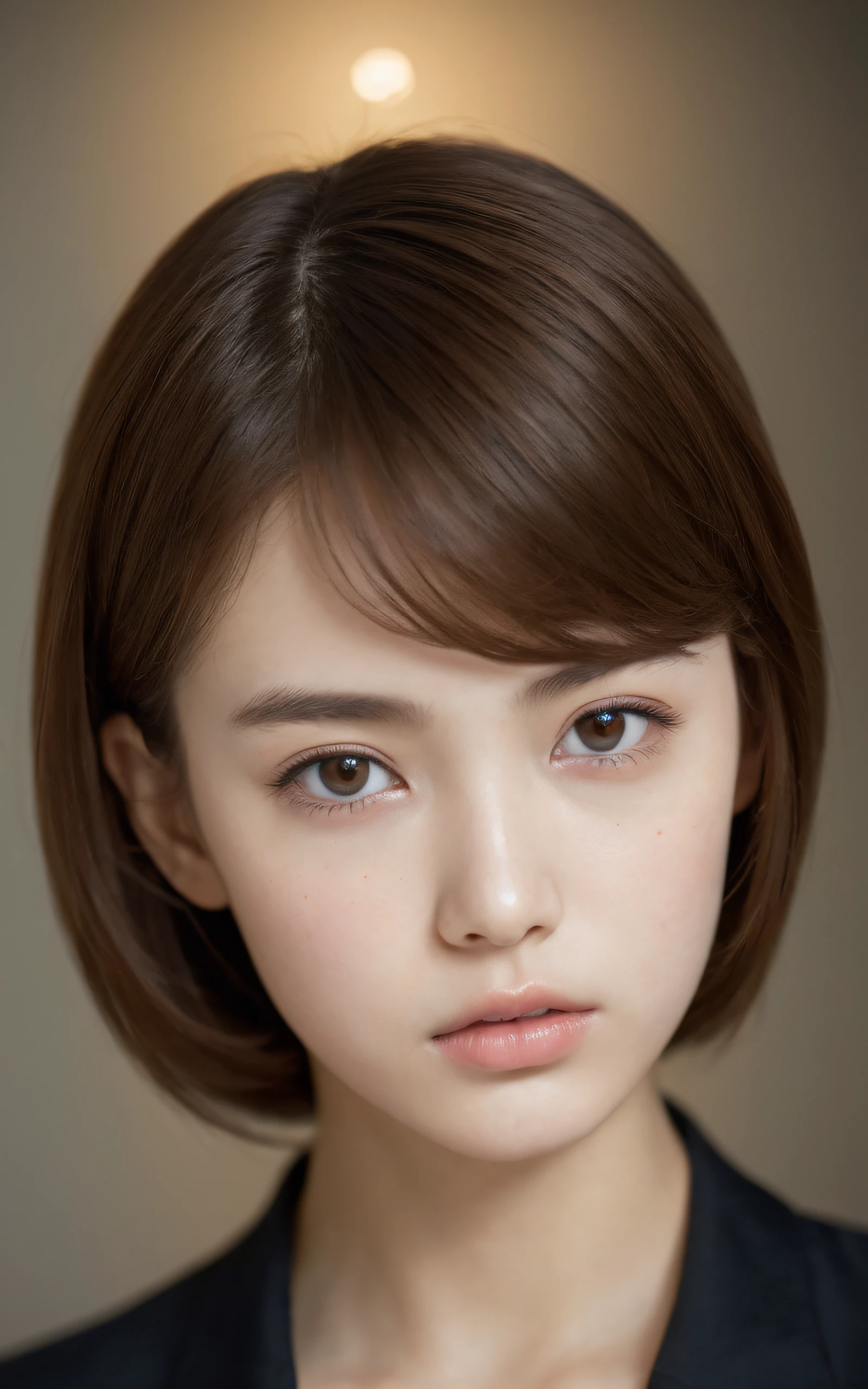 Top quality, realistic, perfect human body structure, very detailed, very delicate and beautiful, RAW photography, inside, professional lighting, luminescence, depth of field, single focal, full body, 13 year old girl, brown hair, small head, ((big)), baby face, beautiful eyes, real face, realistic skin, detailed eyes, (fashionable hairstyle: 1.3), sexy pose, absurderes、Incredibly Ridiculous res、Extremely fine,