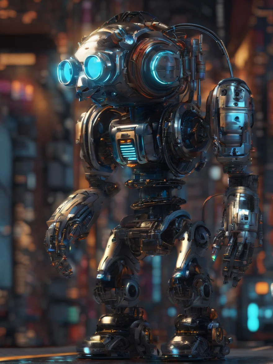A panda robot,Wearing sunglasses, with headphones on, Standing position, Abstract beauty, Dynamic, Highly detailed digital painting, concept-art, 8K, high definition resolution