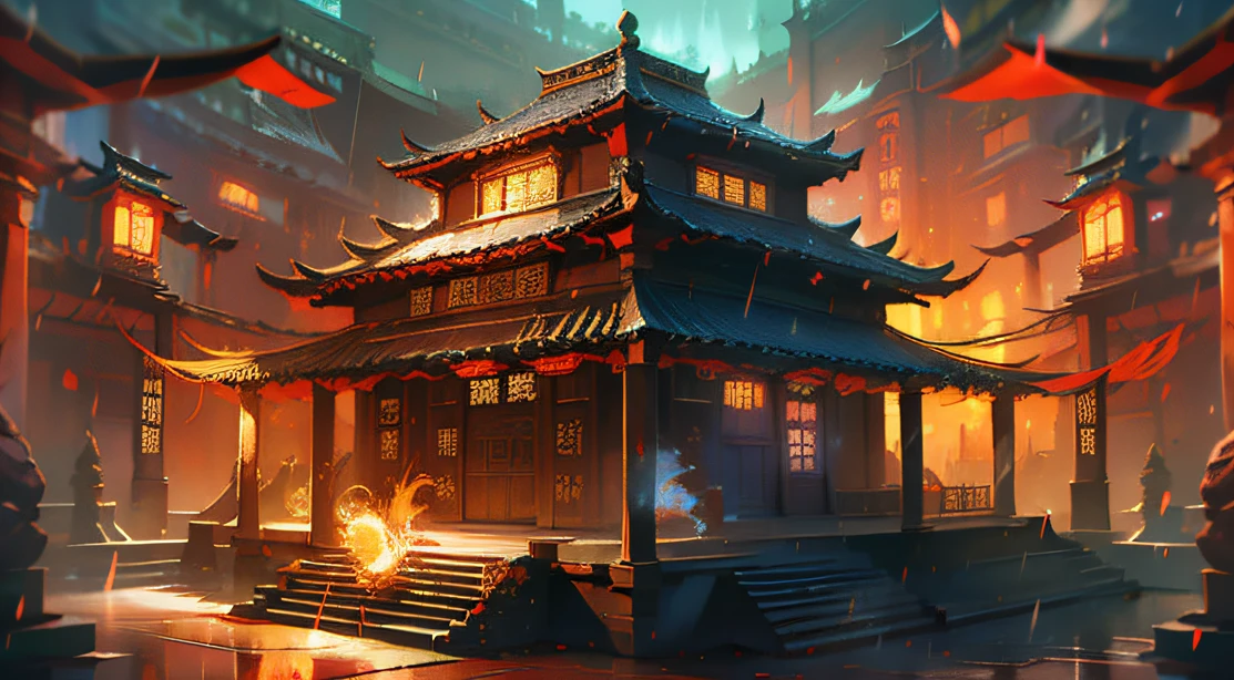 Dougong mortise and tenon structure city,darkly,Flashing,People come and go in the city, animation, Technology development,tmasterpiece, Better quality, Still photography, Fantasy fairy tale international prosperity ancient temple,The ancient temple complex has a large number of Confucian mortise and tenon、Mortise and tenon structure,A huge bronze bell flies over the top of the mountain,Visibility is particularly high,depth of fields, Ghost Night,it is raining,Light rainy night,The fire burst into the sky,Smoke billowed out,Telephoto lens for long-range shooting,Bucket arch mortise and tenon structure,Inverted building,unfathomed,People come and go in the city,Something went wrong,Telephoto lens for long-range shooting,Bucket arch mortise and tenon structure,Inverted building,unfathomed