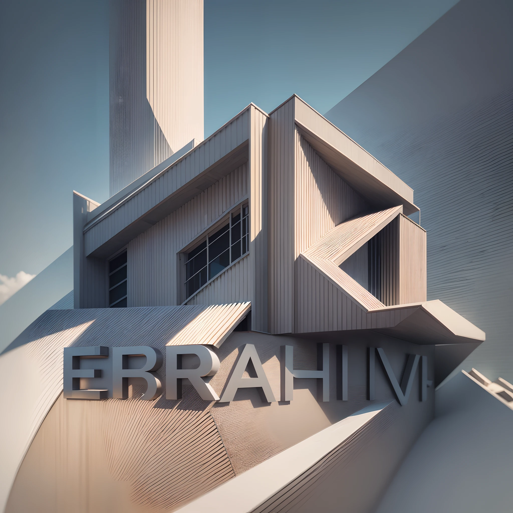 Design a logo with the name "Ebrahim".  Architectural, special, creativity, solitude, amazing, new colors, architectural form, 8k --auto --s2
