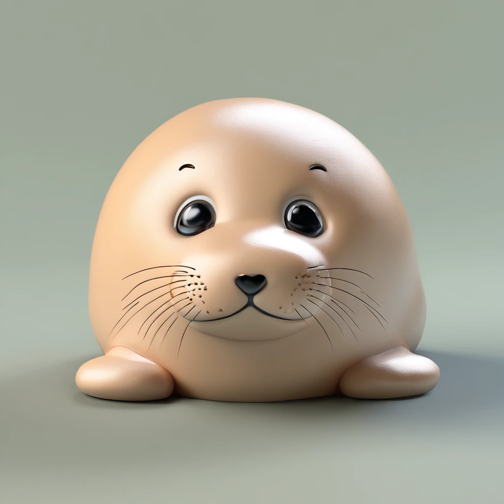 Cute seals，Clay, Models, toys, Glossy and delicate,Clean background, Good gloss, 3D rendering of,Best quality