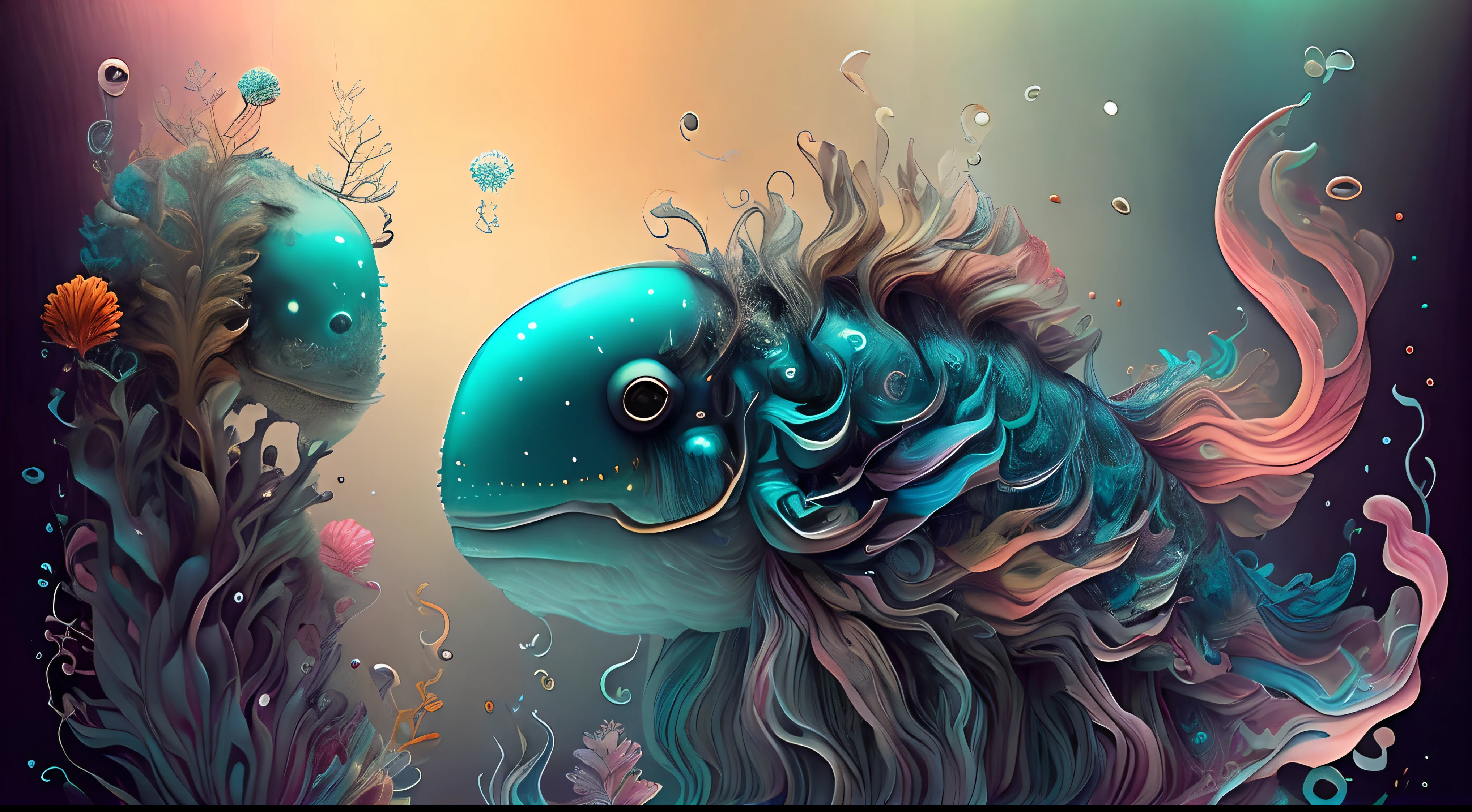 Arte en movimiento,medusas bioluminiscentes flotando en la profundidad del oceano, llevadas por la corriente. Colores fluidos, translucidos , fosforescentes, de colores brillantes, colores radiantes, psicodelicos,iluminan el entorno oscuro con su fosforescencia, sensacion de movimientos fluidos , arremolinados, movimiento de los tentaculos de acuerdo al arte de los fluidos en movimiento,obra maestra, Beautiful psychedelic entropy