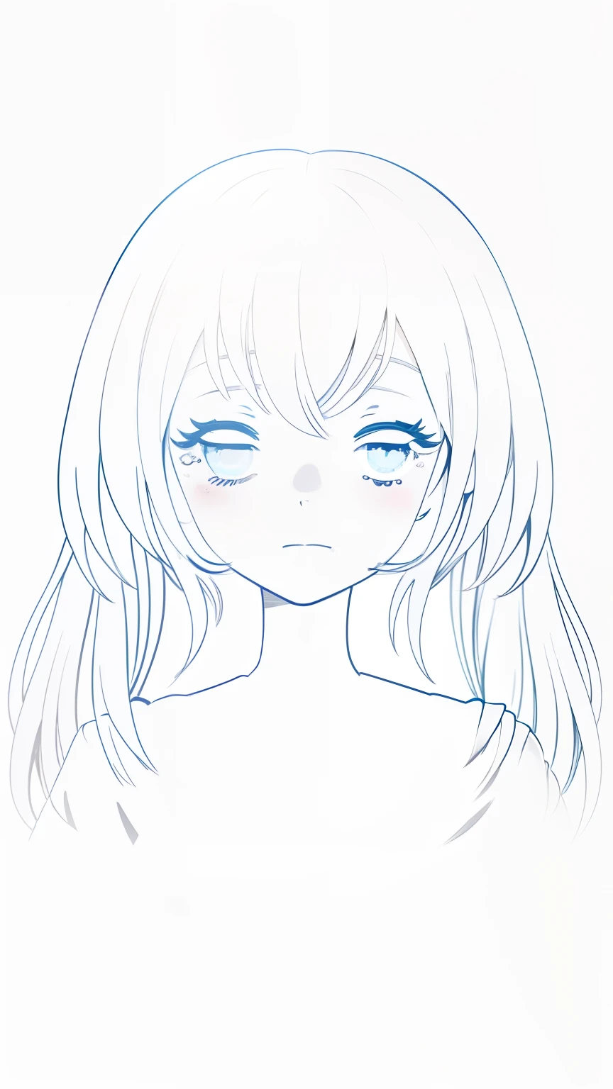 Blue-eyed student sisters，school uniform Wearing，Cute Anime Art Style。Bob cut of adult woman with eyes closed and tears
