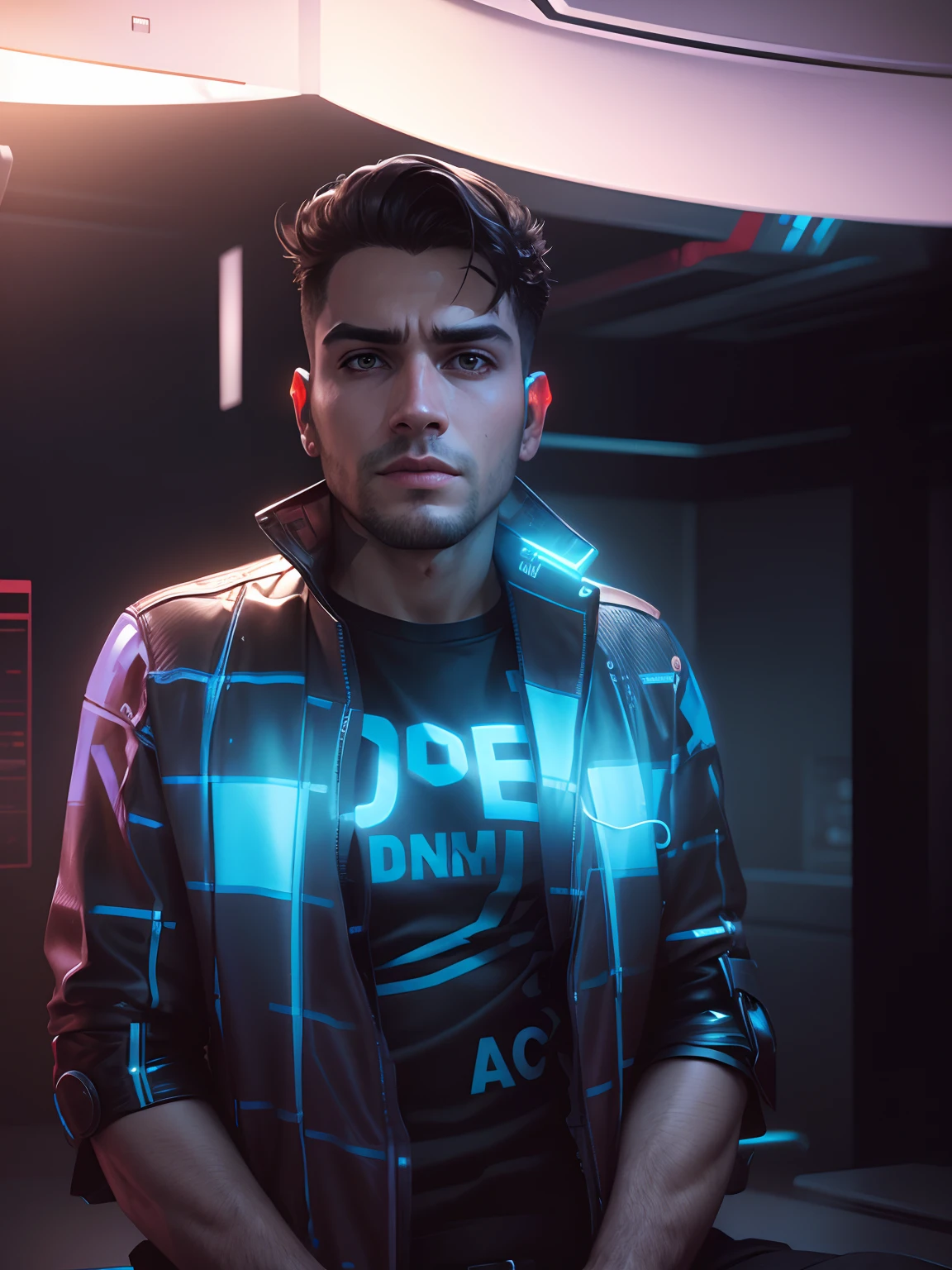 Change background , futuristic background , handsome boy , cyberpunk, realistic face, 8k ultra realistic ,