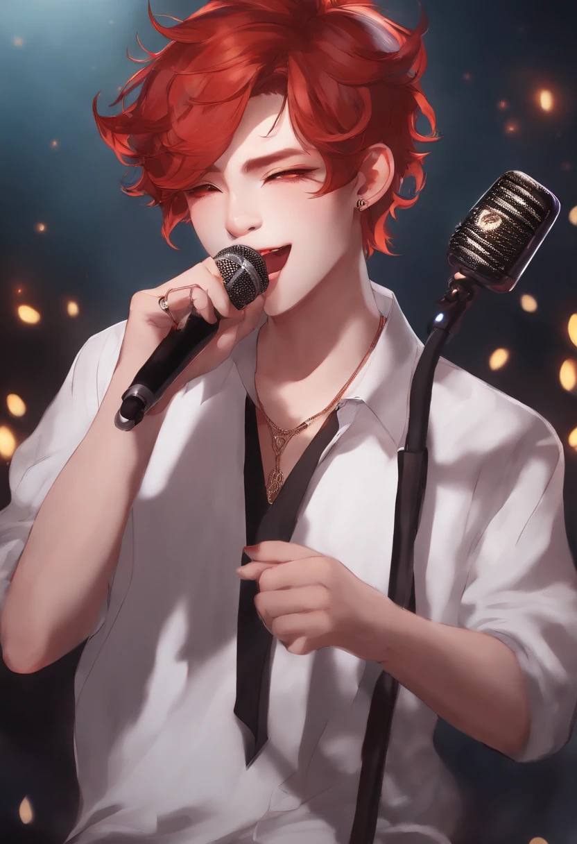 demon boy redhair cute singing uwu