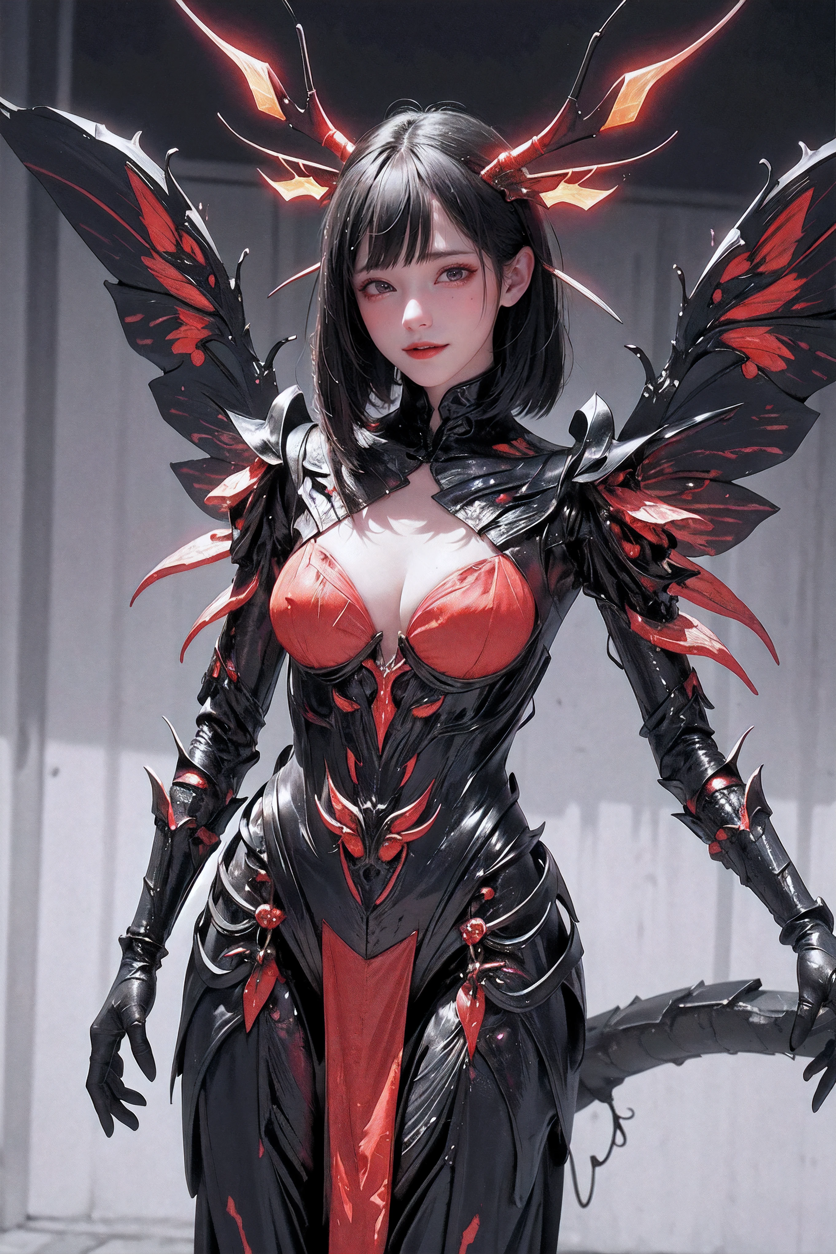 insect Anthropomorphic, detailed insect-like features, creepy and unsettling, dark and eerie atmosphere, realistic rendering, high resolution, sharp focus, vivid colors, intense shadow and lighting, surrealistic style, insect exoskeleton, glowing red eyes