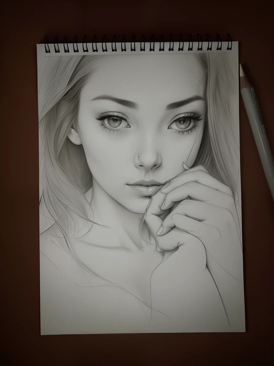 drawing of a woman with a hand on her chin, realistic sketch, art sketch, realism drawing, loose pencil sketch, 🤤 girl portrait, a pencil sketch, close up potrait, sketched, fine art sketch, pencil draw, pencil sketch, girl sketch, old sketch, black and white sketch, quick sketch, matte sketch, faded drawing
