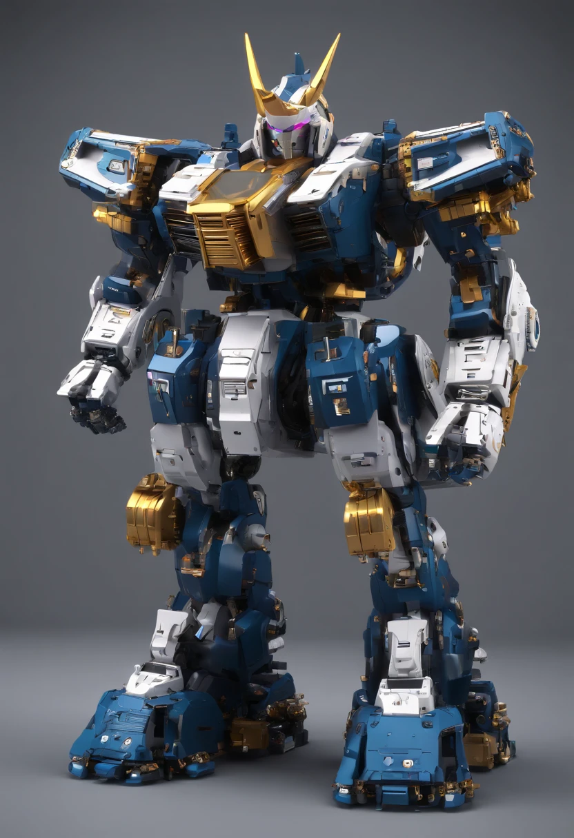 Gundam Mech , rhinoceros,Science fiction, Front view, sense of science and technology, C4D, OC renderer, illusory engine, High detail, industrial design, 8K HD, Studio light, Retro