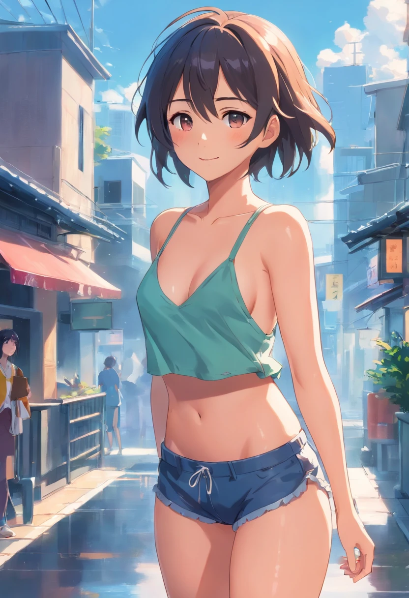 Female Student,nffsw,Bare chest is not covered with clothing,ssmile,style of anime,Highlight,full of details,Get wet