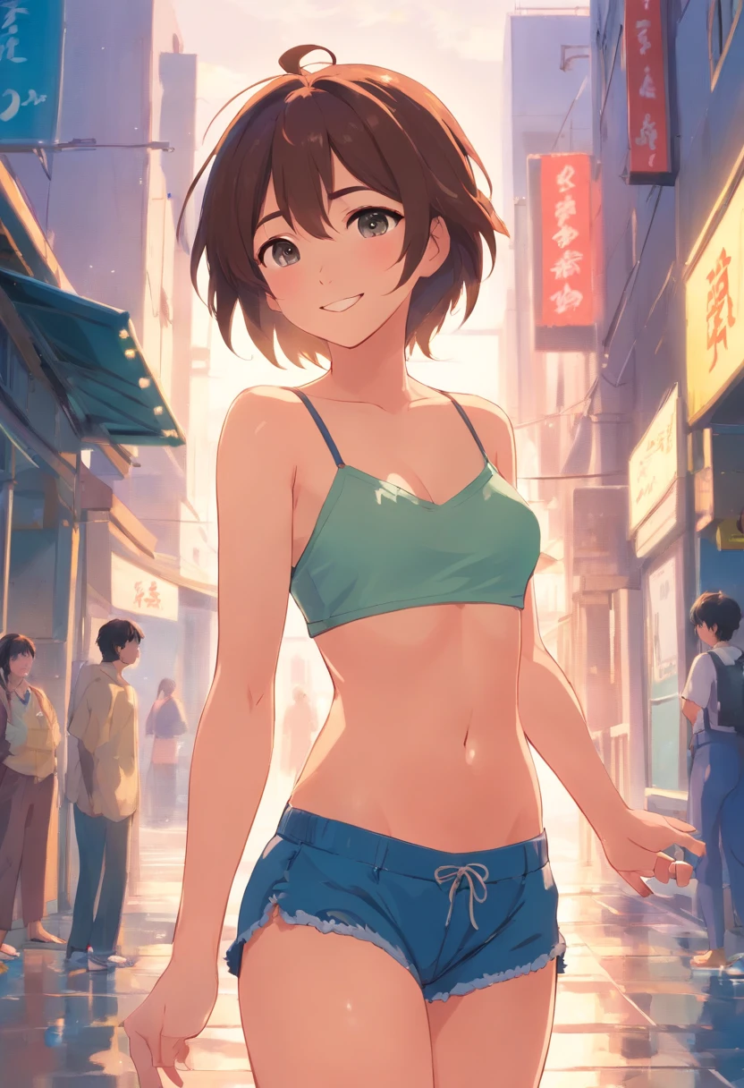 Female Student,nffsw,Bare chest is not covered with clothing,ssmile,style of anime,Highlight,full of details,Get wet