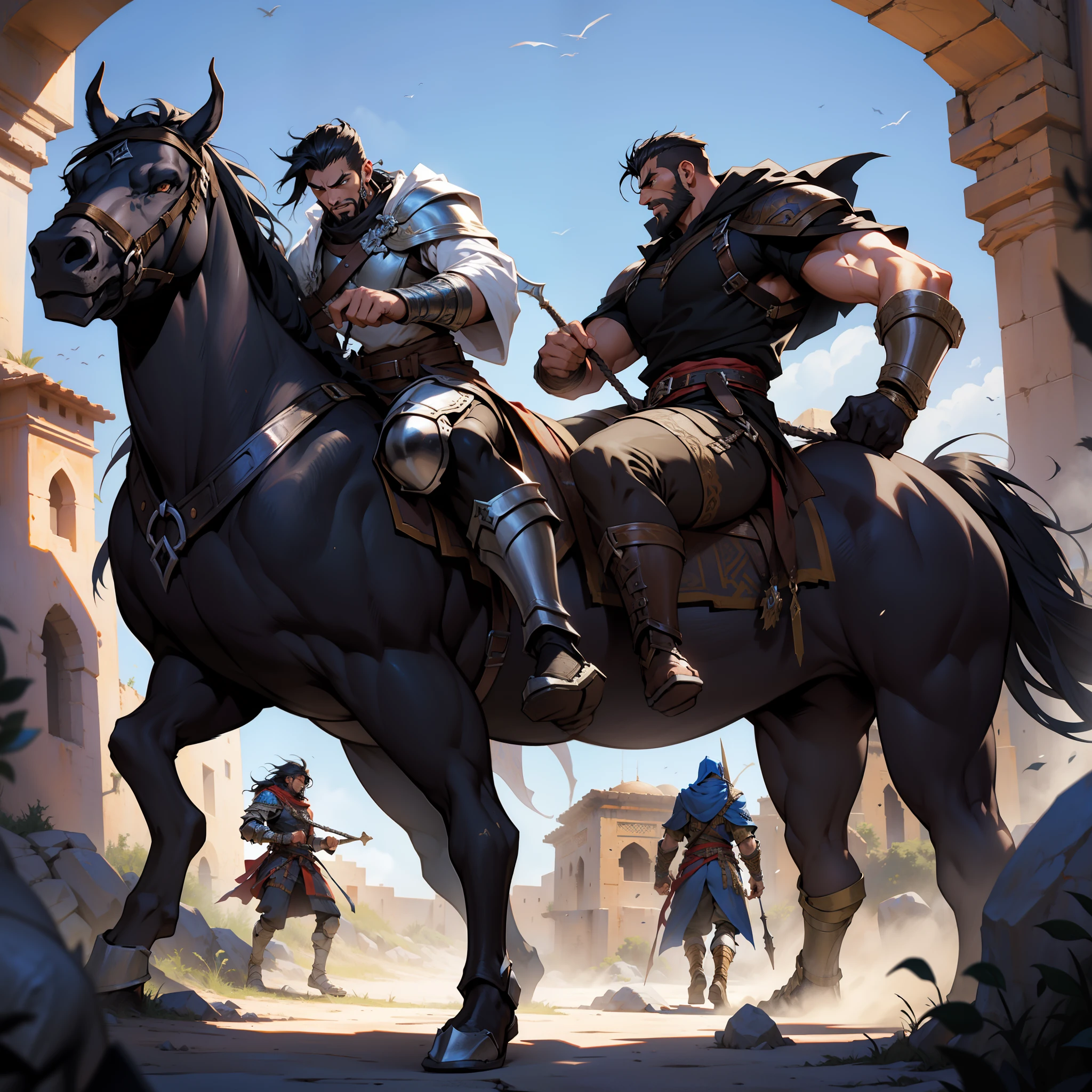 Darksiders style Moroccan warrior medieval War battle environnement atmosphere medieval moroccan men battle each other