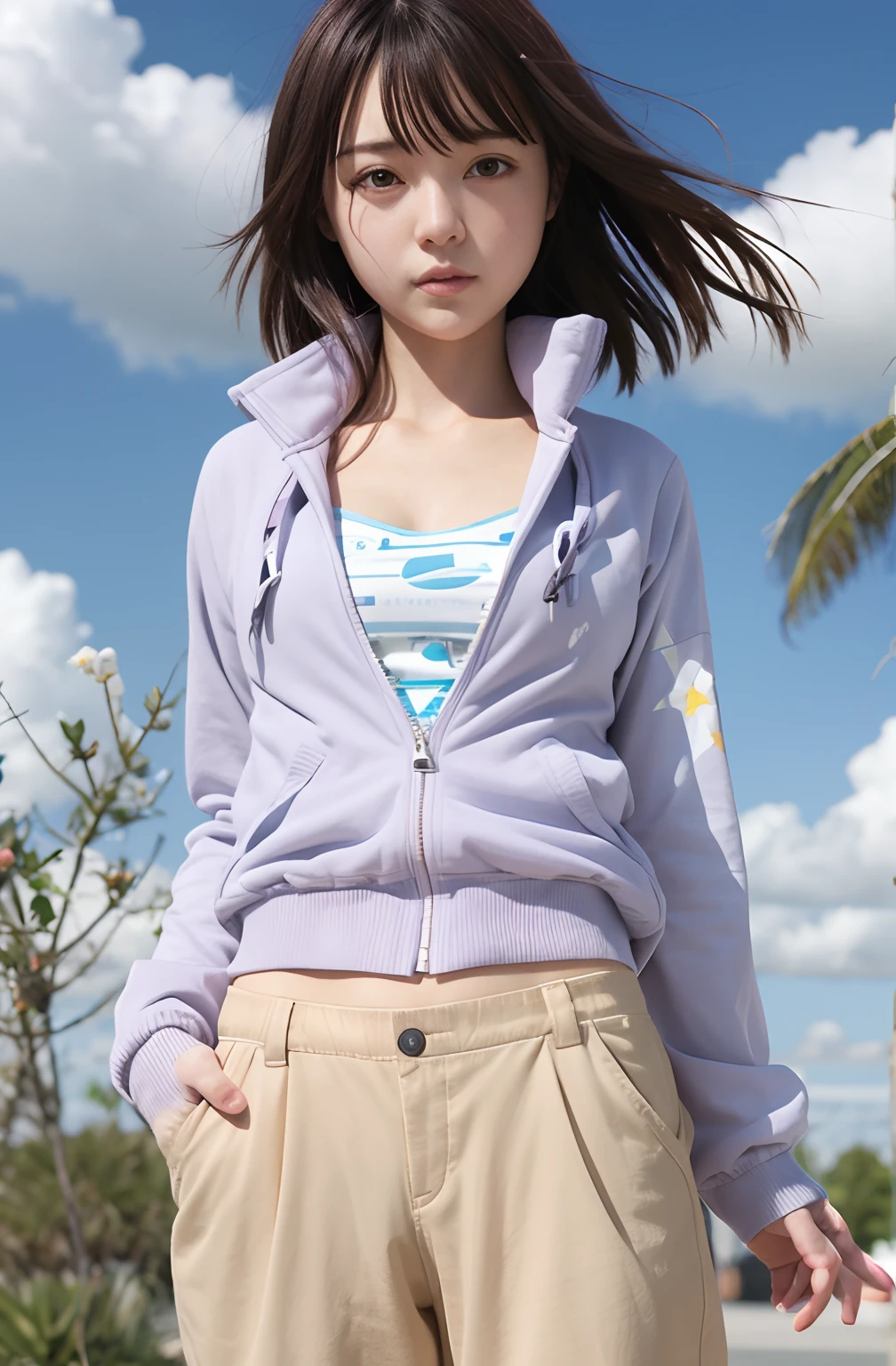 1gril.hinata jacket realistic. Ultra detail 70mm lens