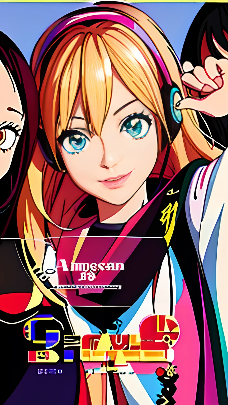 Three girls wearing headphones and sunglasses are taking a selfie, digital anime illustration, anime style 4 k, Detailed Digital Anime Art, digital anime art, artwork in the style of guweiz, anime style illustration, ig studios anime style, digital art in anime style, Anime style. 8K, ig model | ArtGerm, digital art in anime style, anime vibes